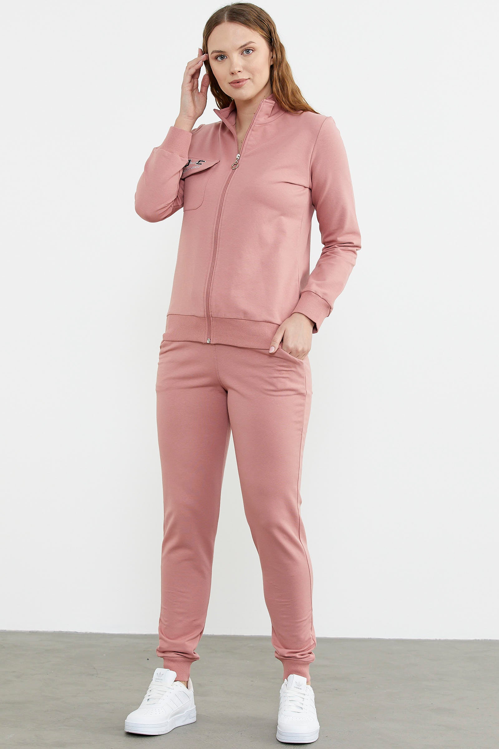 Fermuarlı Jogger Eşofman Takım - Gül Kurusu (4) Sementa