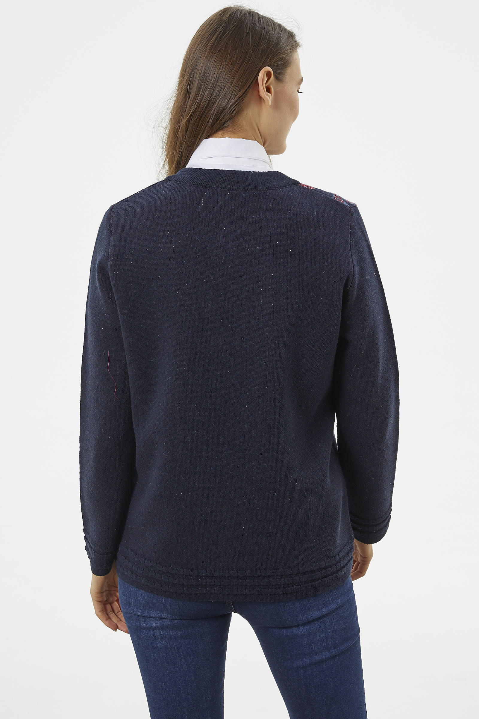 Fermuarlı Kalın Örgü Triko Ceket - Lacivert (5) Sementa