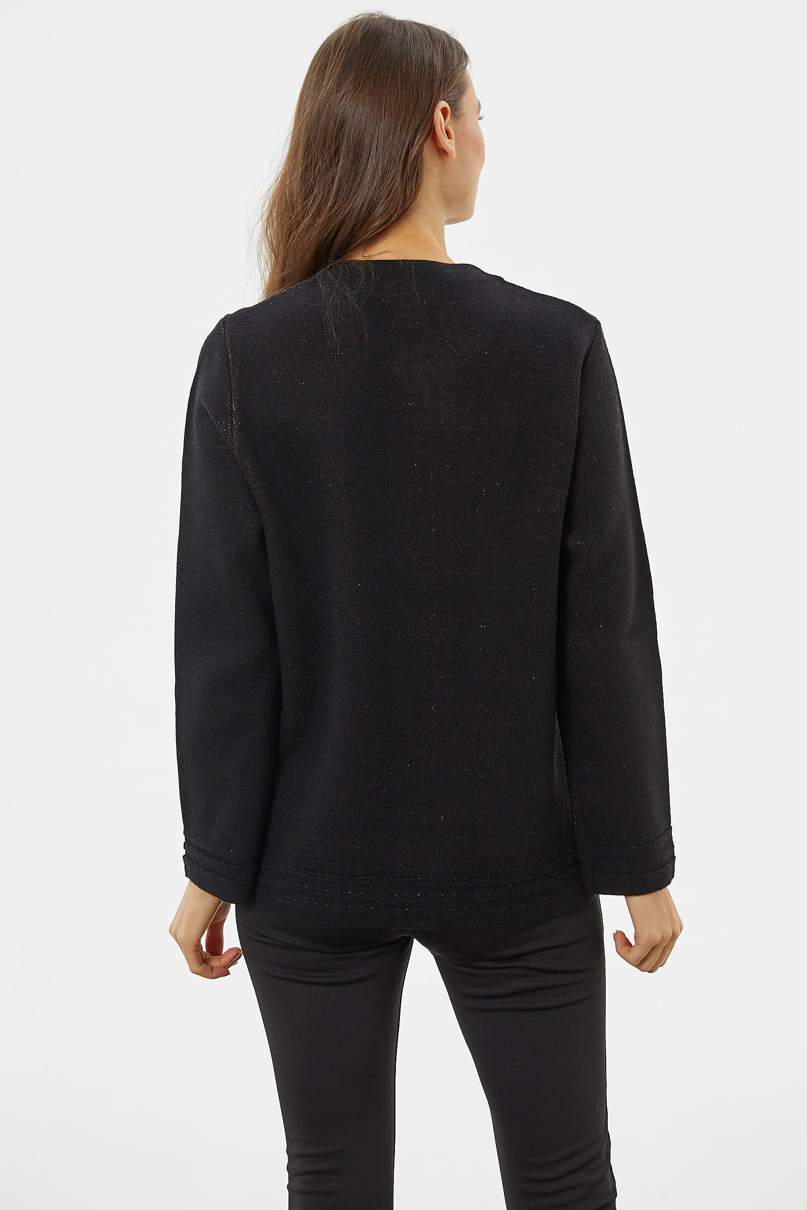 Fermuarlı Kalın Örgü Triko Ceket - Siyah (6) Sementa