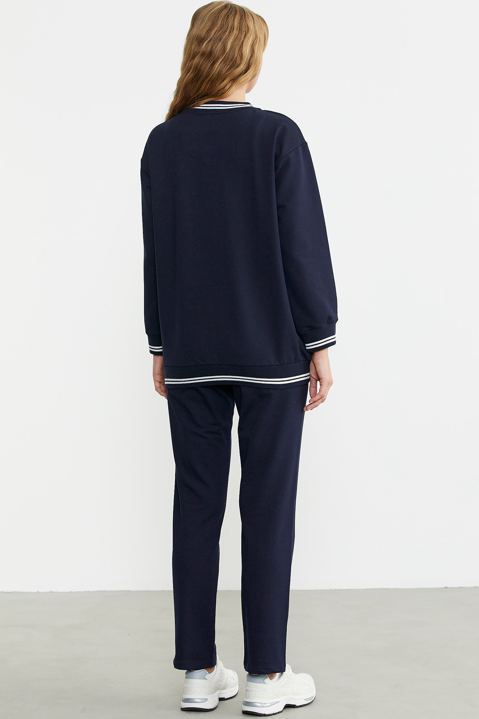 Fermuarlı Örme Kombinli Eşofman Takım - Lacivert - Sementa