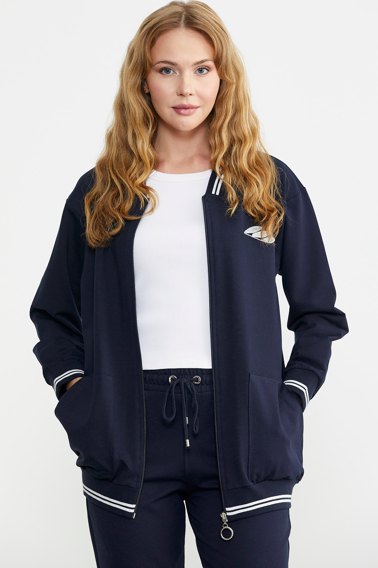 Fermuarlı Örme Kombinli Eşofman Takım - Lacivert - Sementa