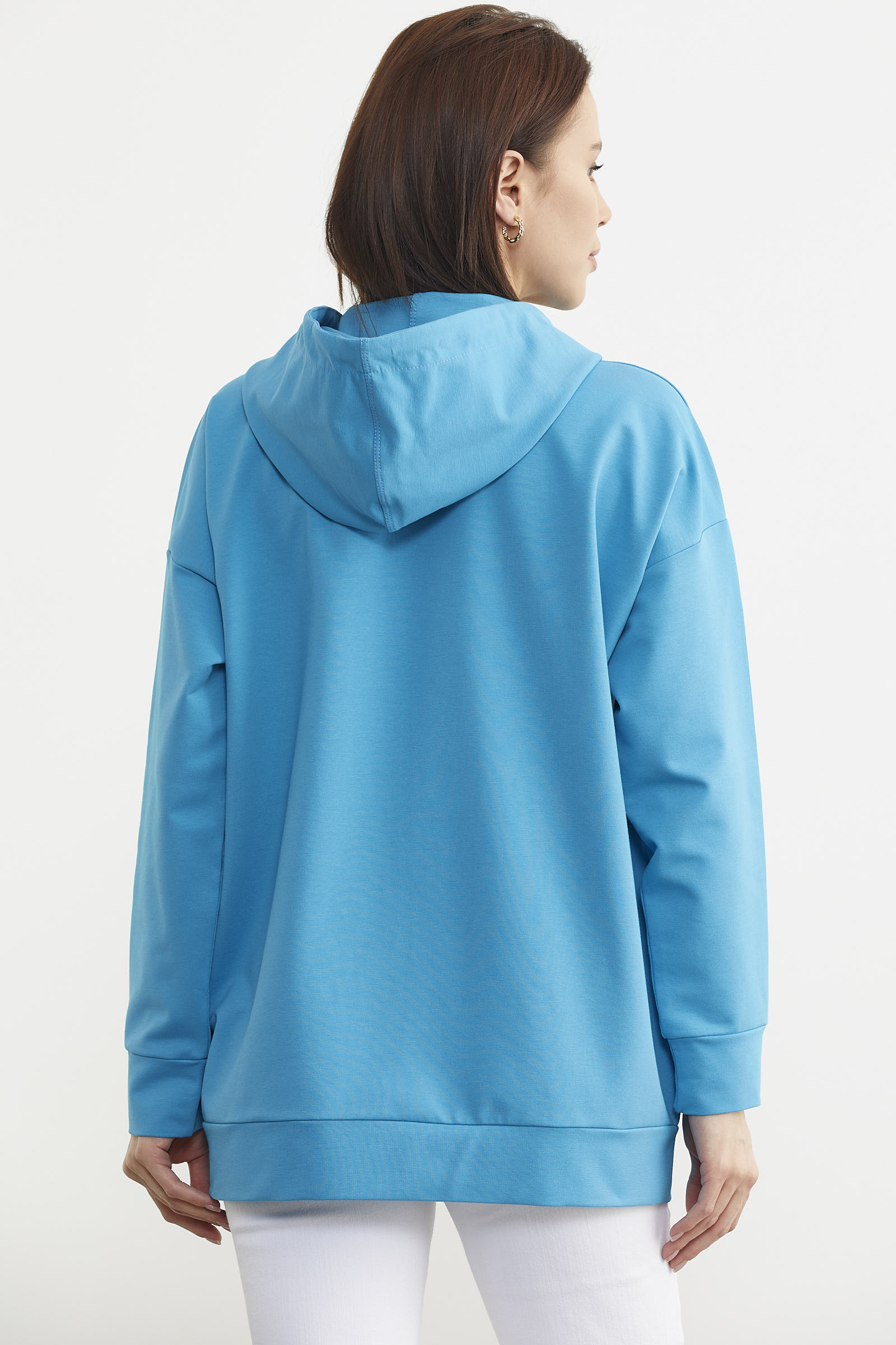 Fermuarlı Oversize Sweat - Mavi (4) Sementa