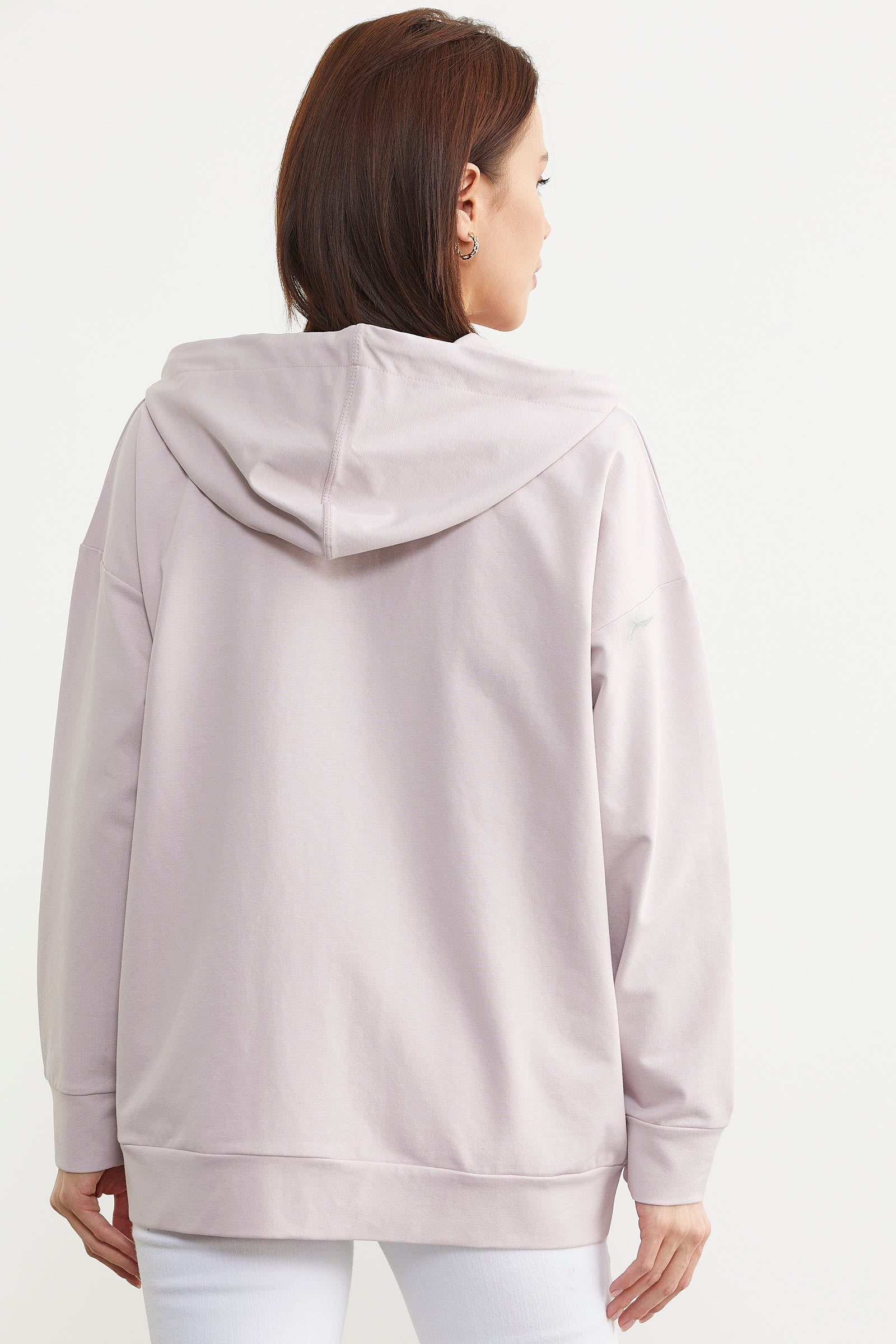Fermuarlı Oversize Sweat - Pudra (6) Sementa