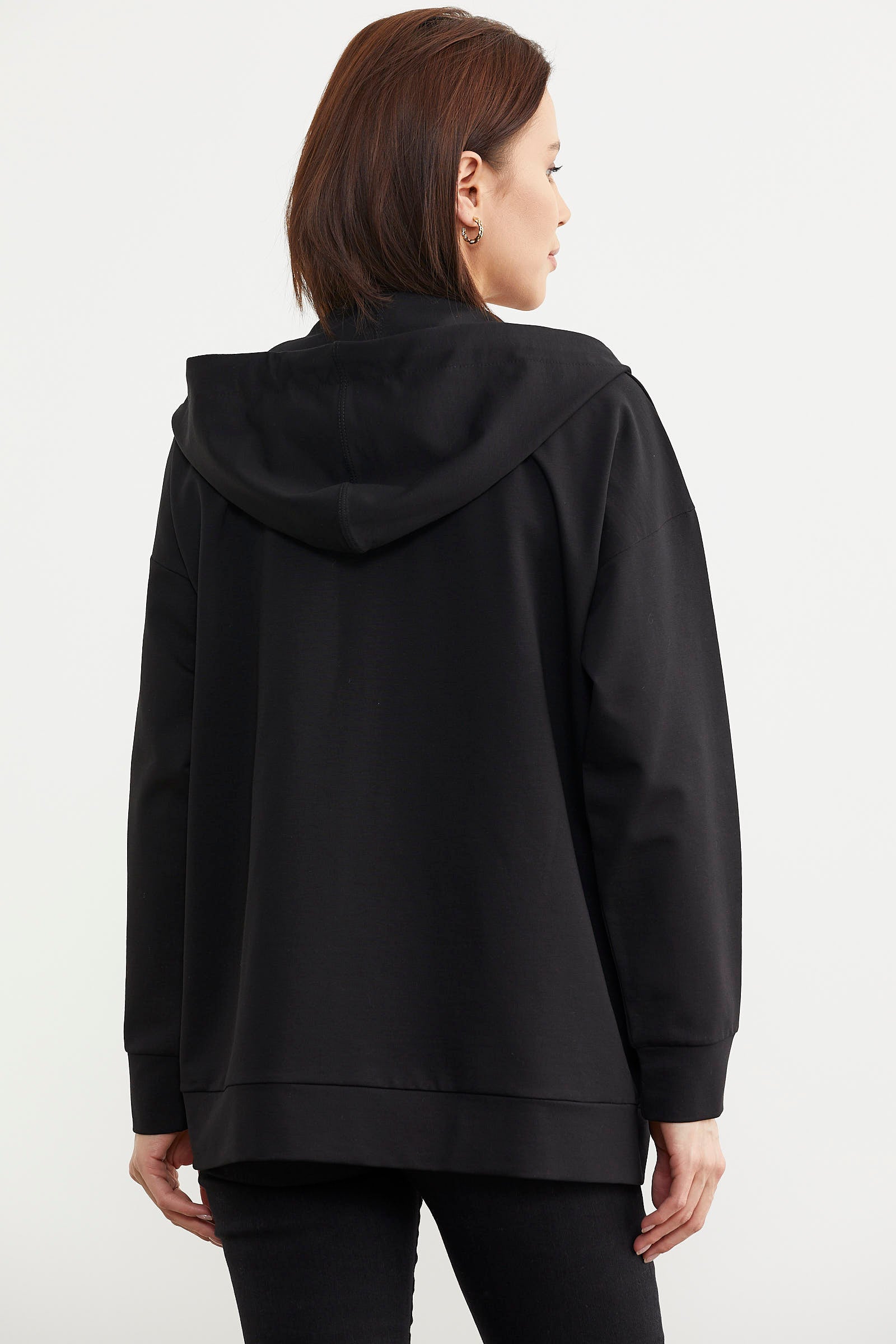 Fermuarlı Oversize Sweat - Siyah (5) Sementa