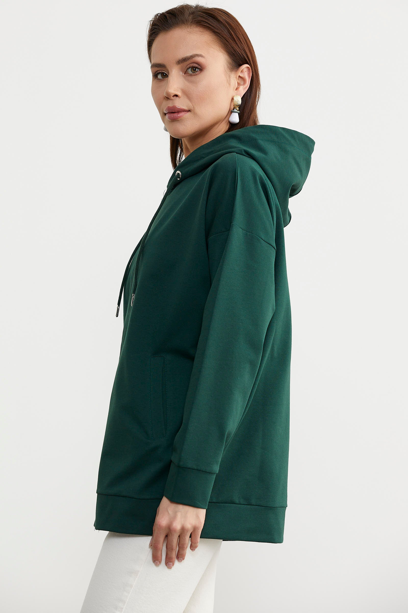 Fermuarlı Oversize Sweat - Yeşil (5) Sementa