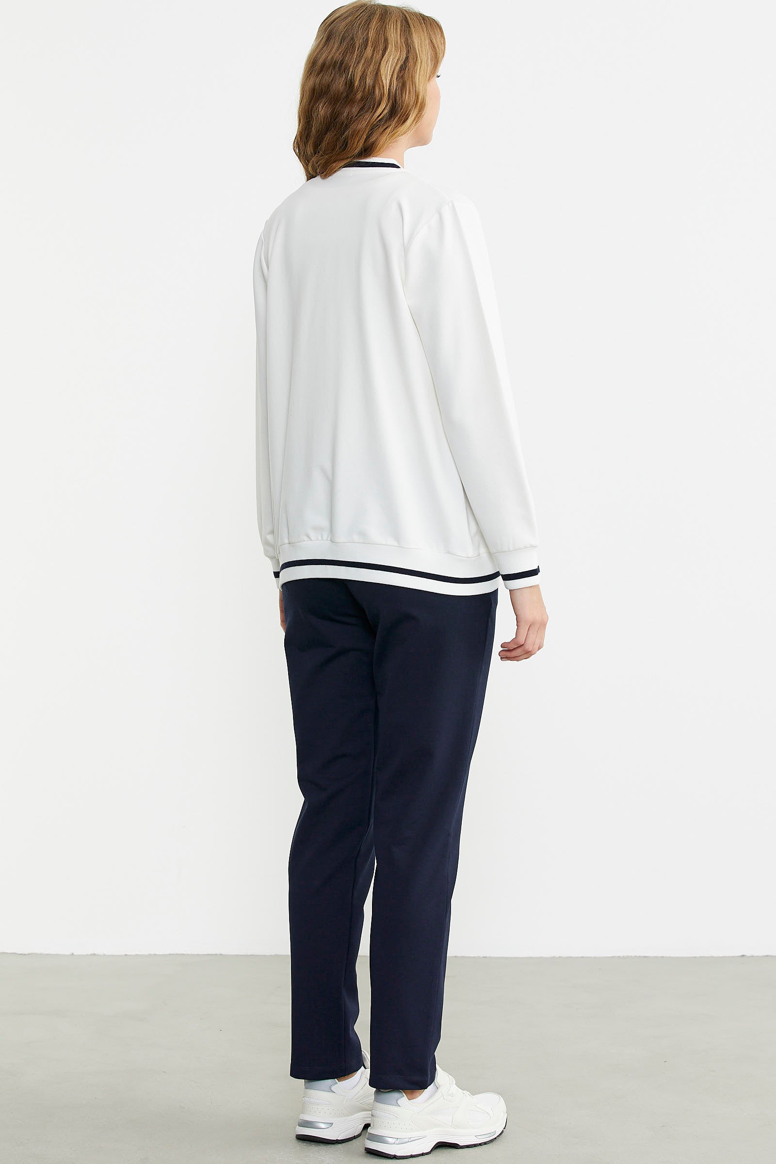 Fermuarlı Triko Kombinli Eşofman Takım - Ekru - Sementa