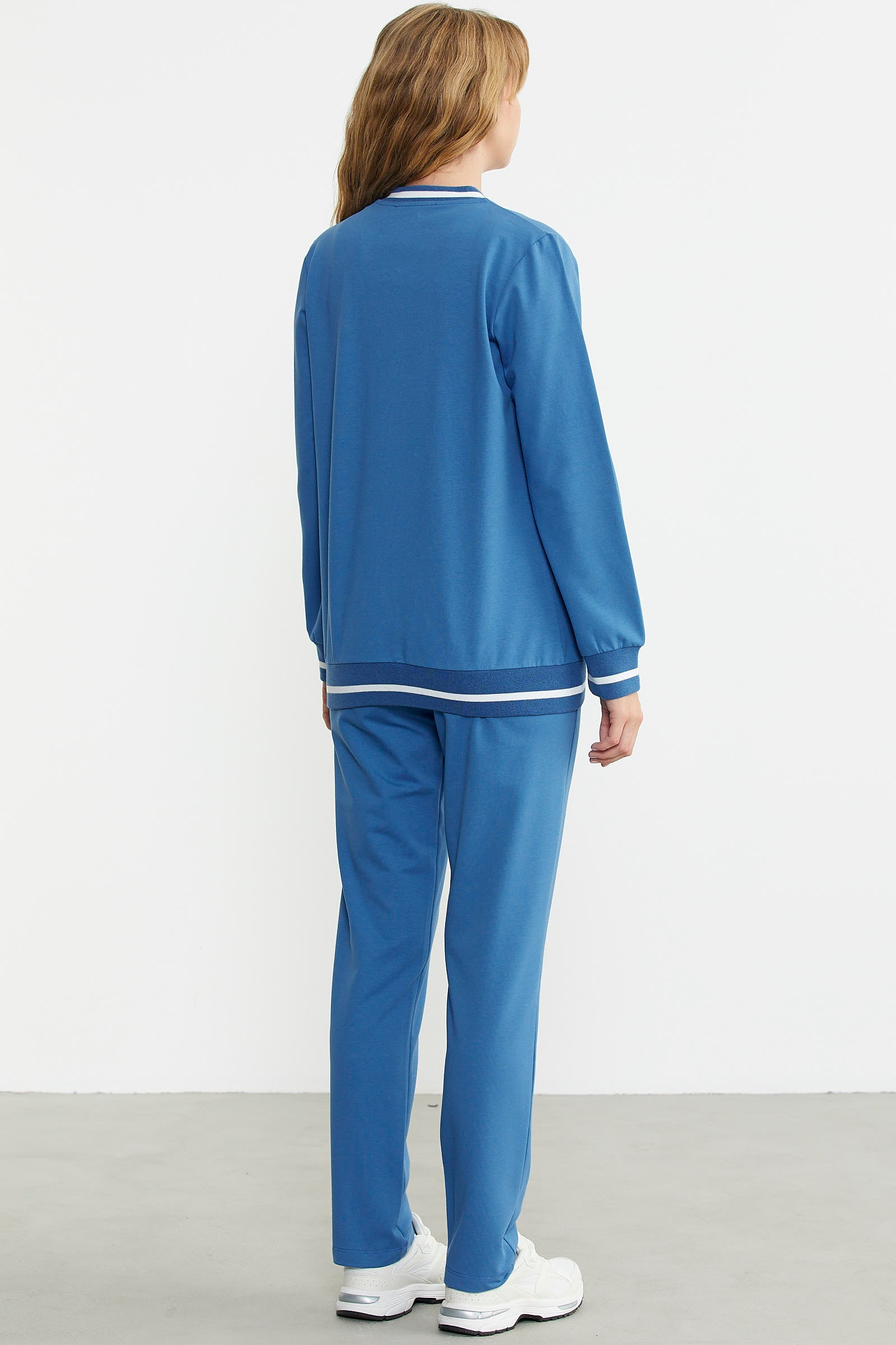 Fermuarlı Triko Kombinli Eşofman Takım - Saks - Sementa