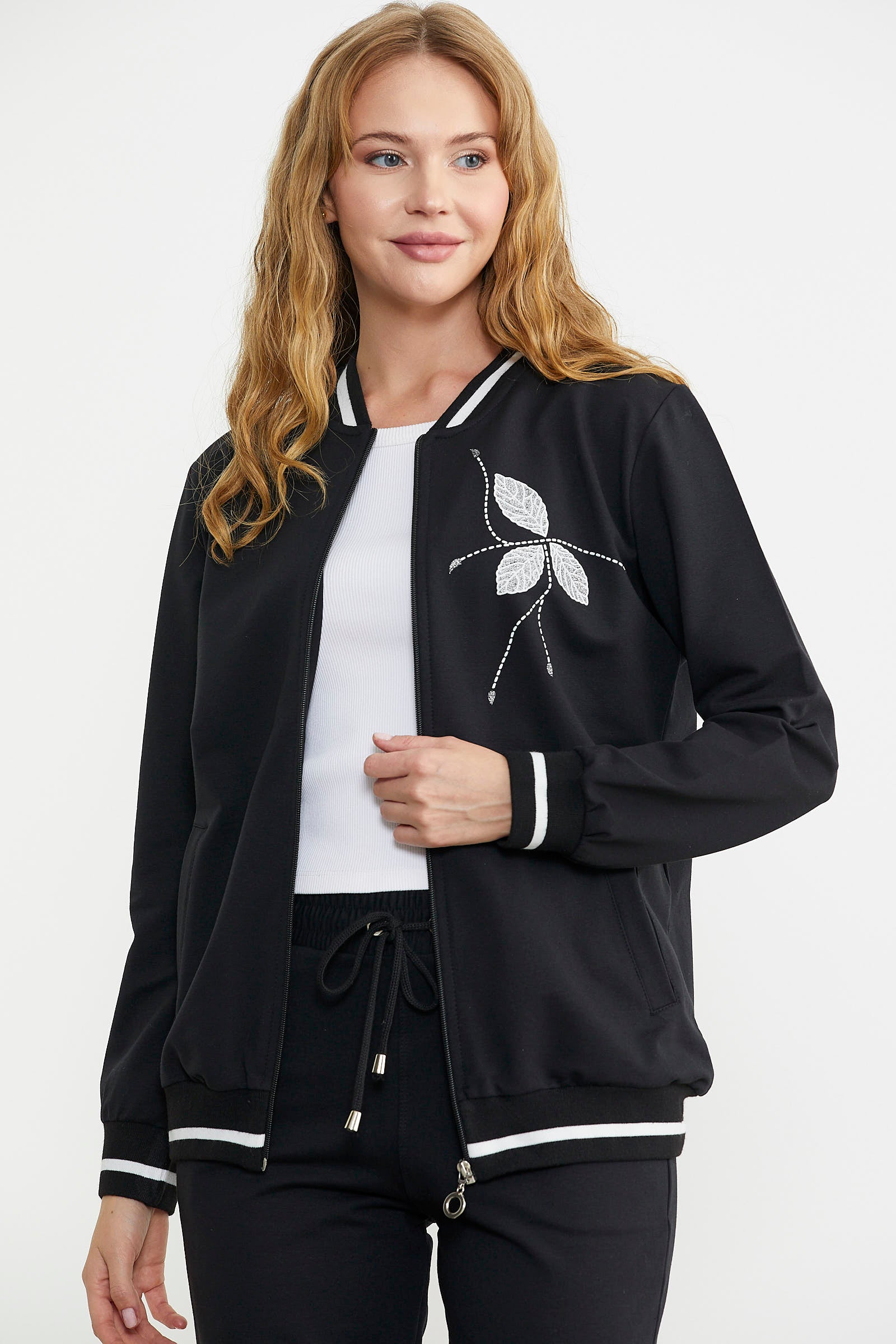 Fermuarlı Triko Kombinli Eşofman Takım - Siyah - Sementa