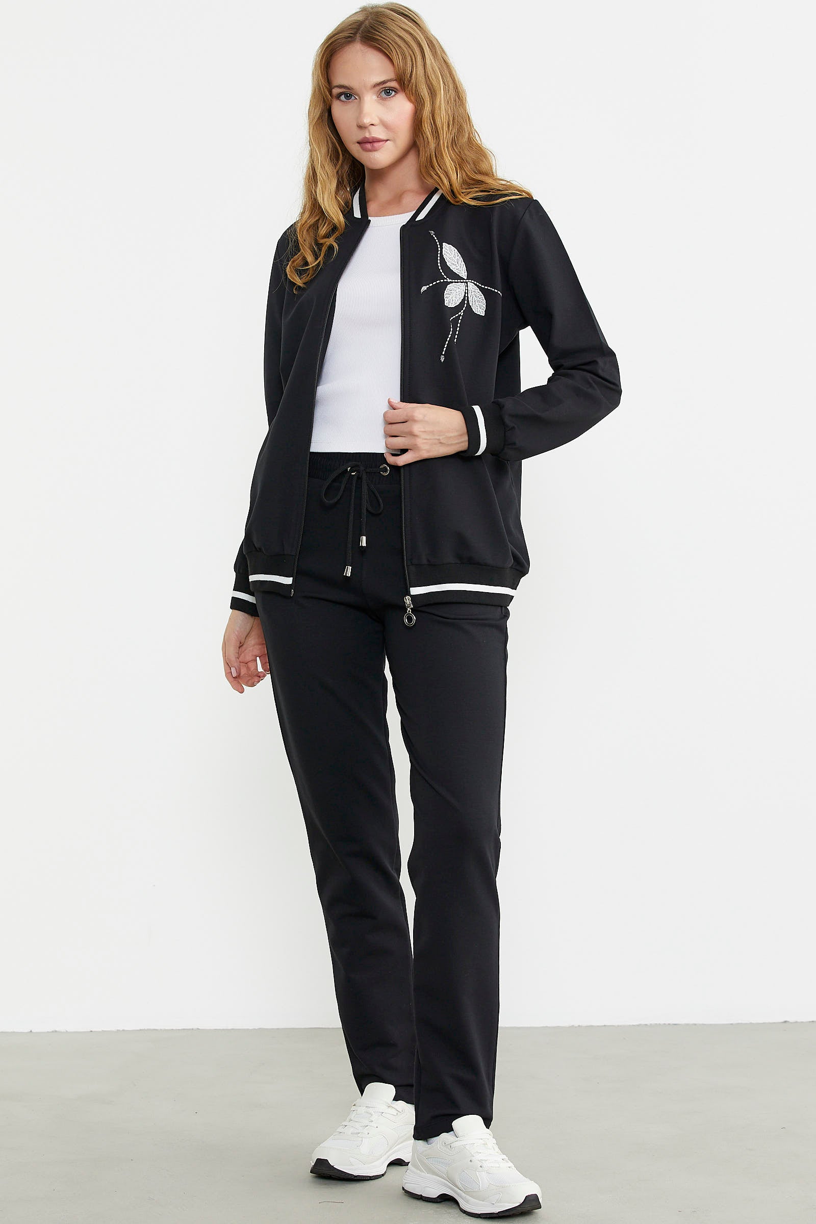 Fermuarlı Triko Kombinli Eşofman Takım - Siyah - Sementa