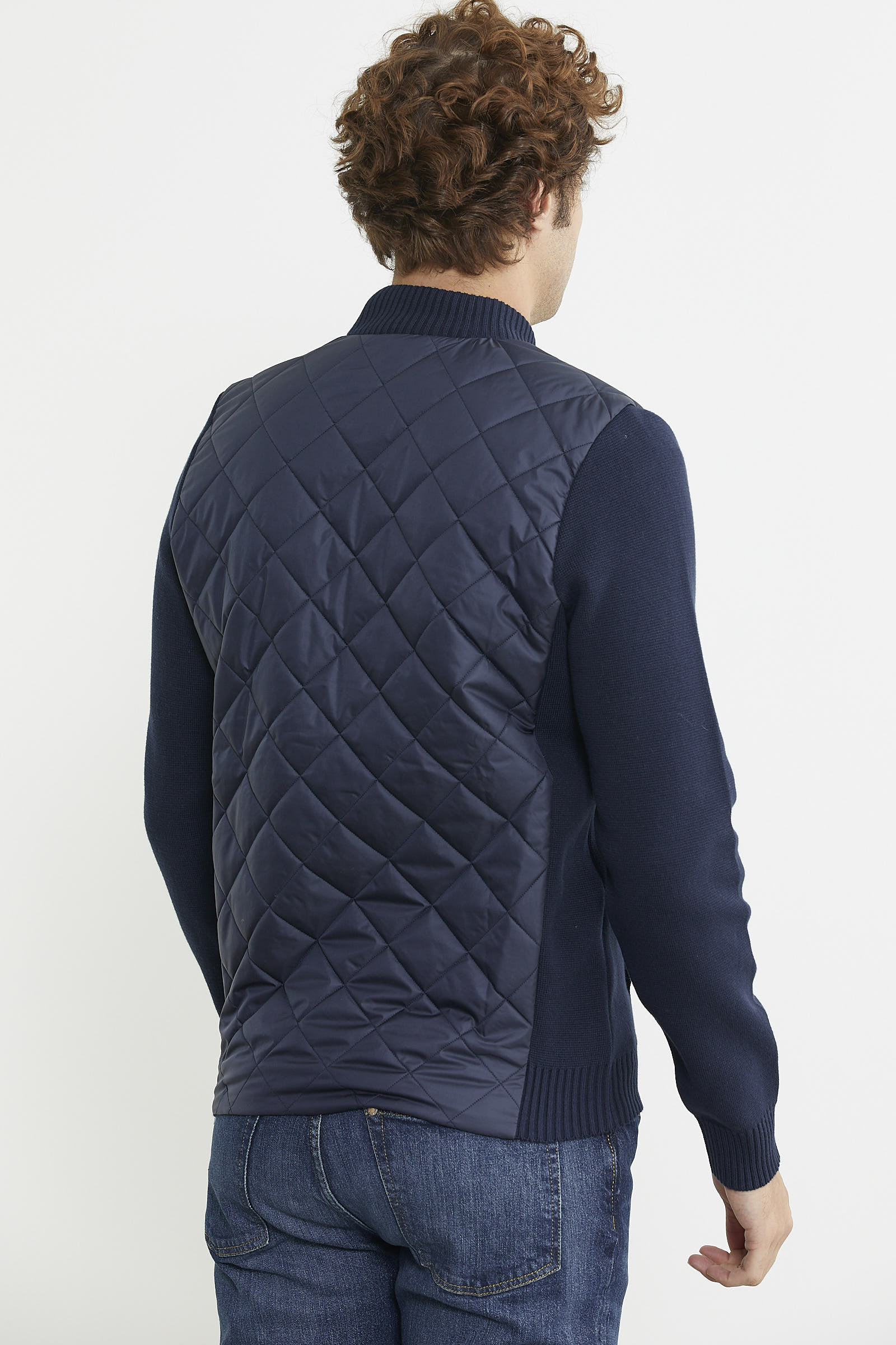 Fermuarlı Triko Kombinli Kapitone Mont - Lacivert - Sementa