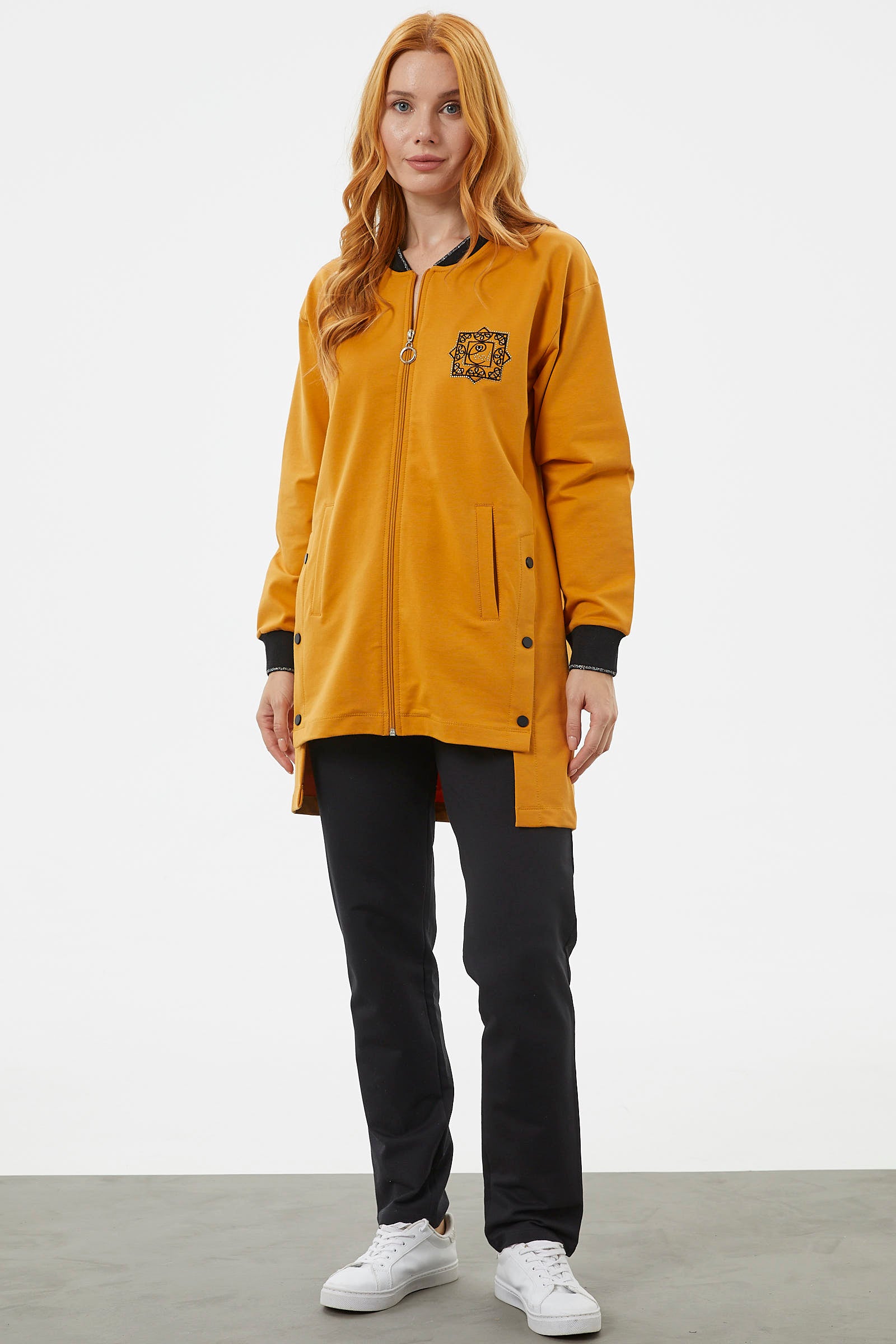 Fermuarlı Tunik Eşofman Takım - Hardal (2) Sementa