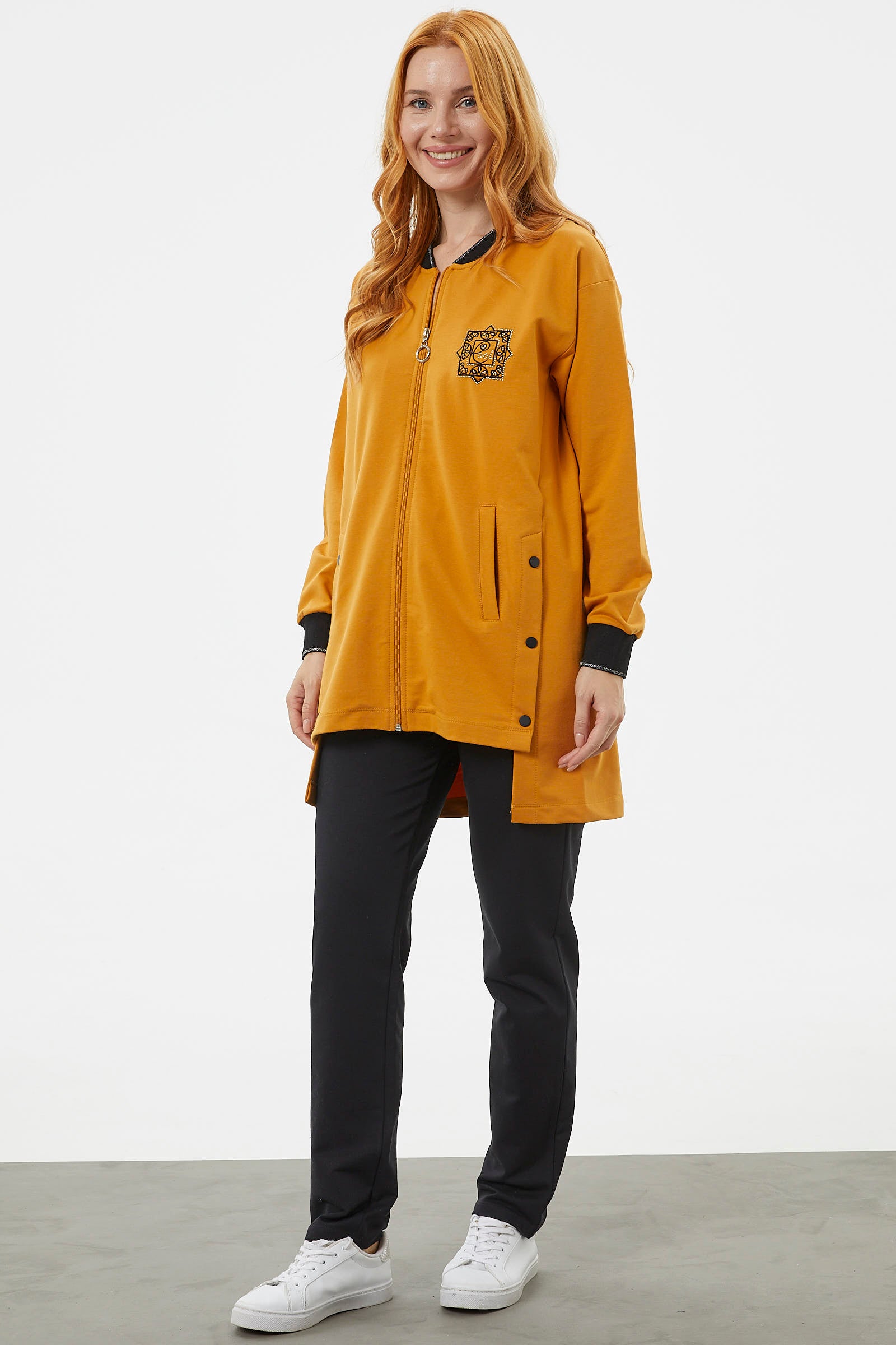 Fermuarlı Tunik Eşofman Takım - Hardal (6) Sementa