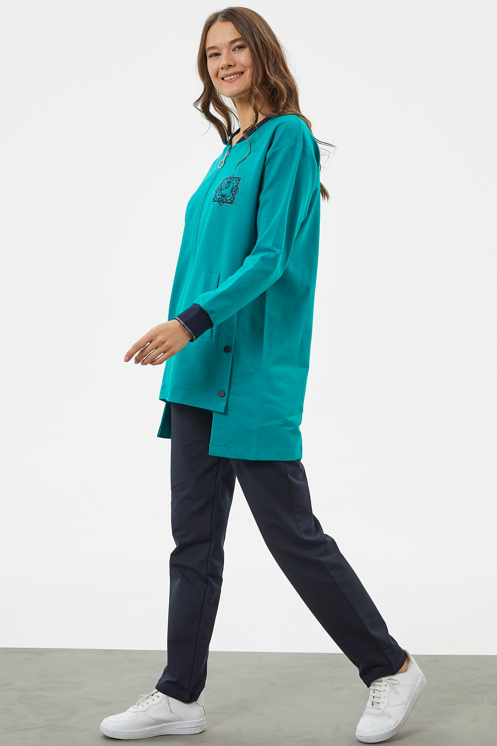 Fermuarlı Tunik Eşofman Takım - Petrol (4) Sementa