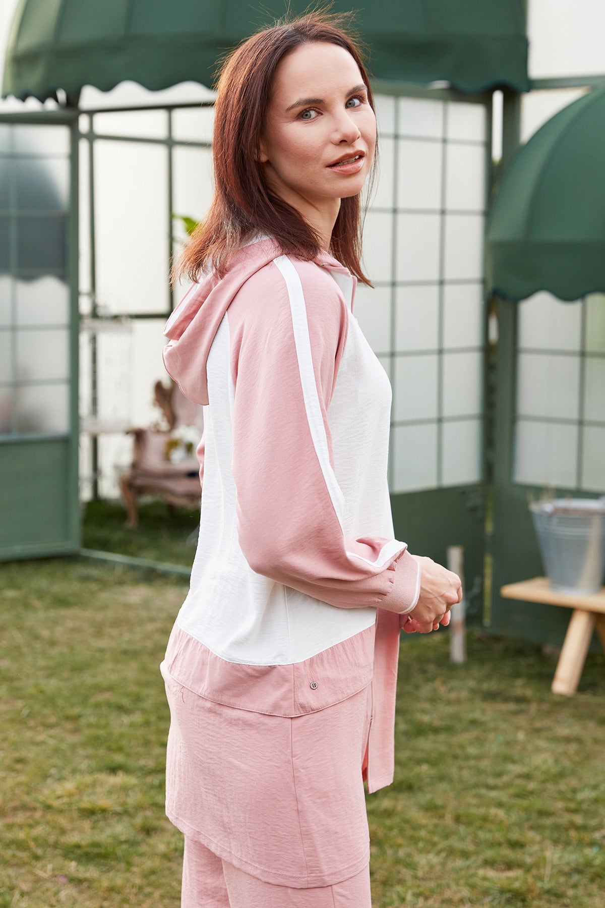 Fermuarlı Tunik Krep Takım - Pembe (4) Sementa