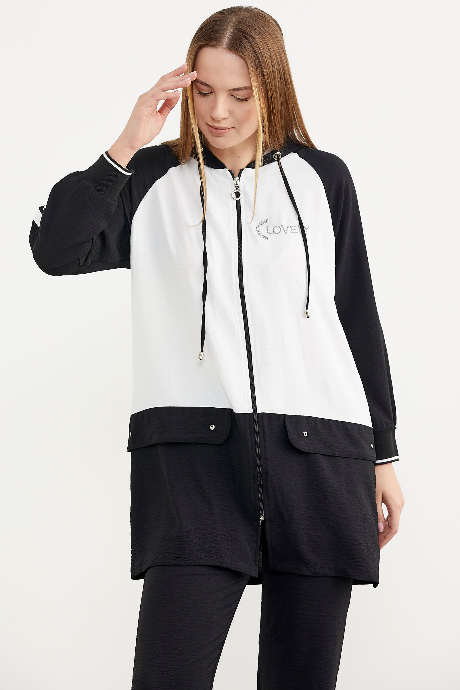 Fermuarlı Tunik Krep Takım - Siyah (4) Sementa