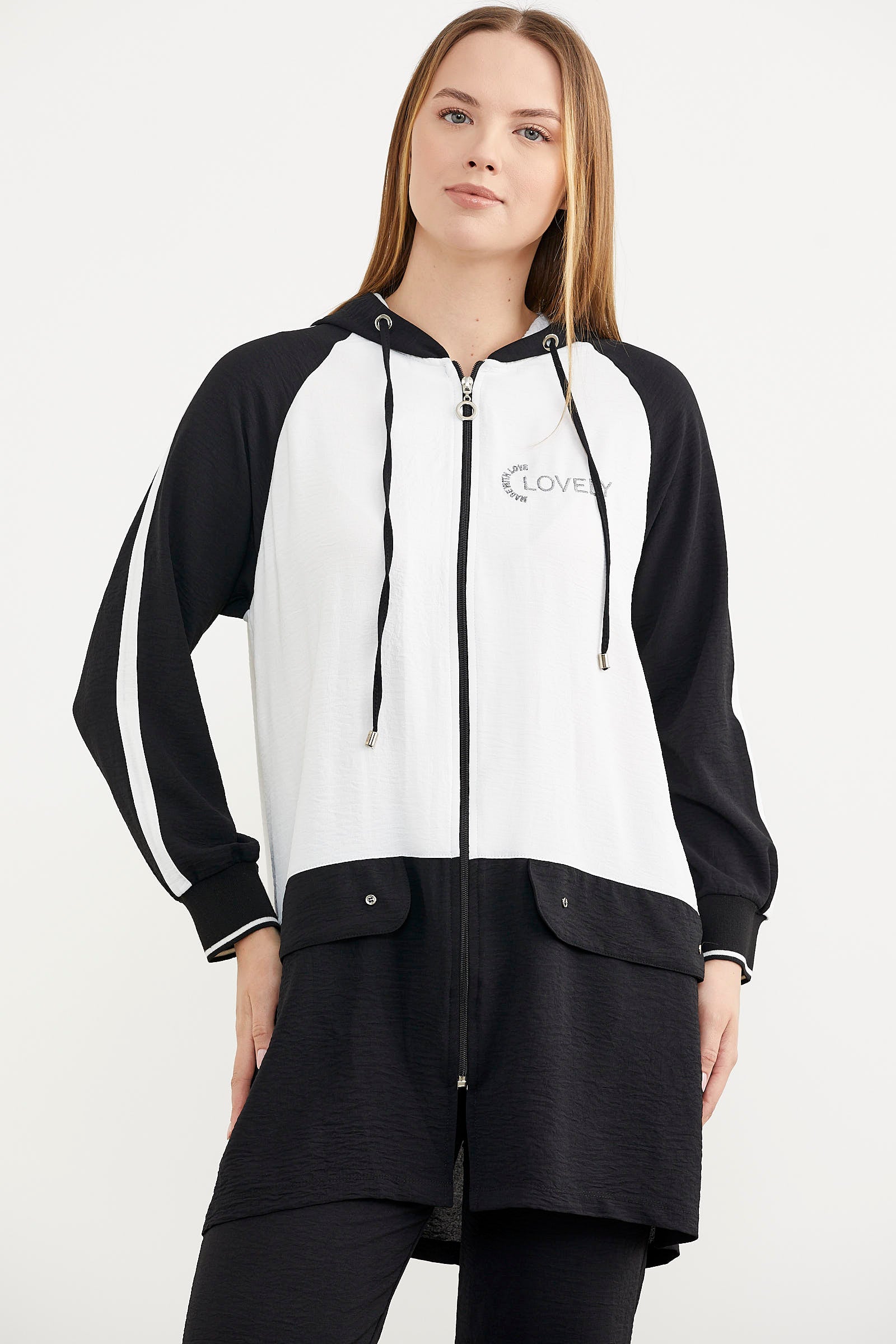 Fermuarlı Tunik Krep Takım - Siyah (5) Sementa