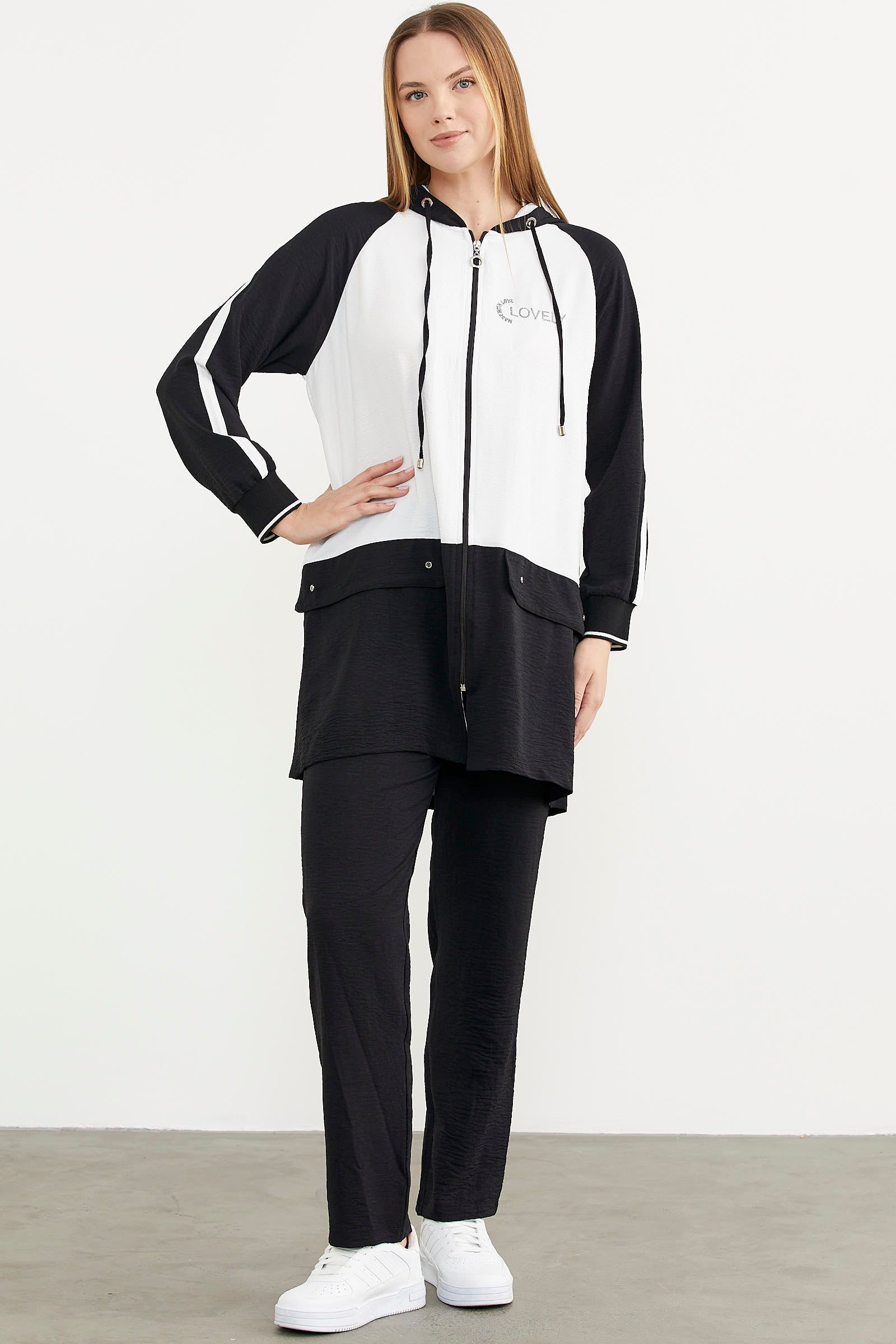 Fermuarlı Tunik Krep Takım - Siyah (6) Sementa