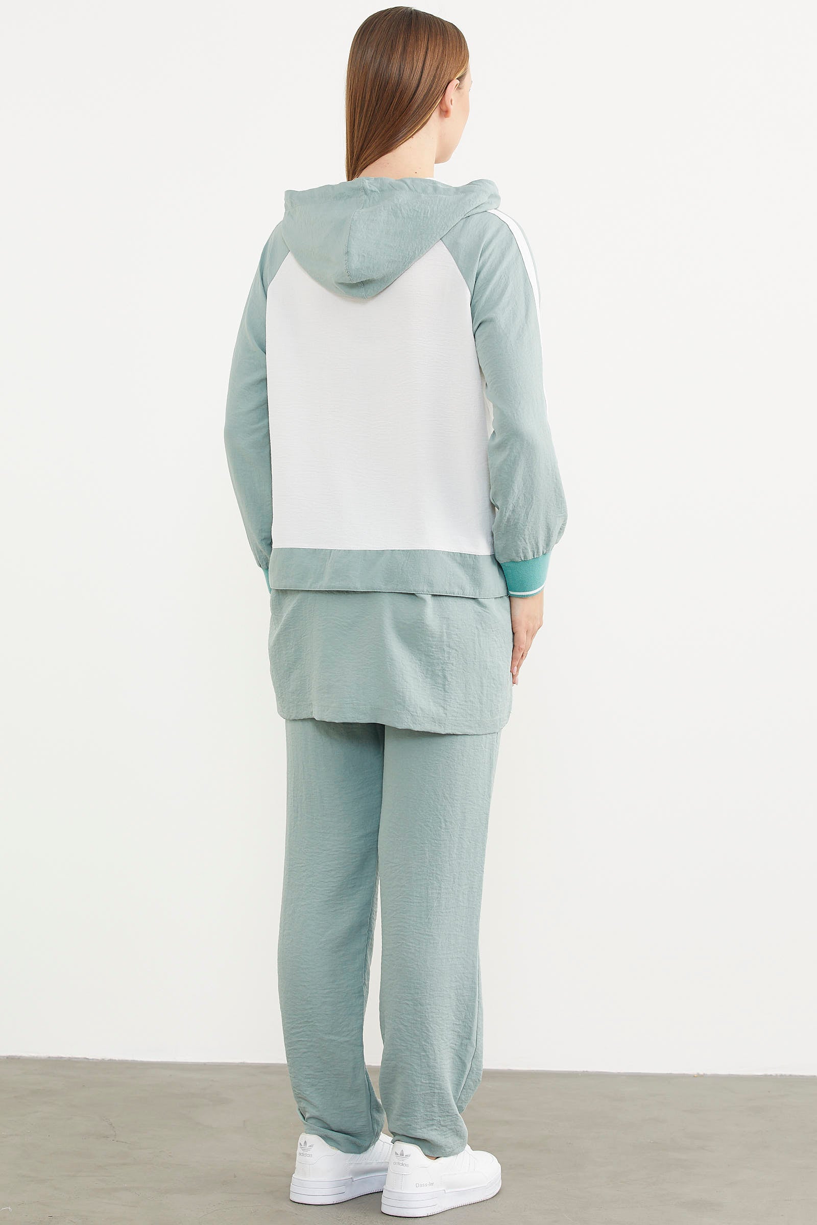 Fermuarlı Tunik Krep Takım - Yeşil (7) Sementa