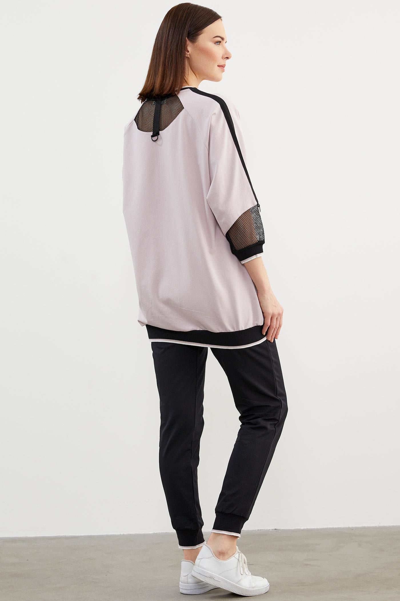 File Detaylı Büyük Beden Eşofman Takım - Lila (6) Sementa