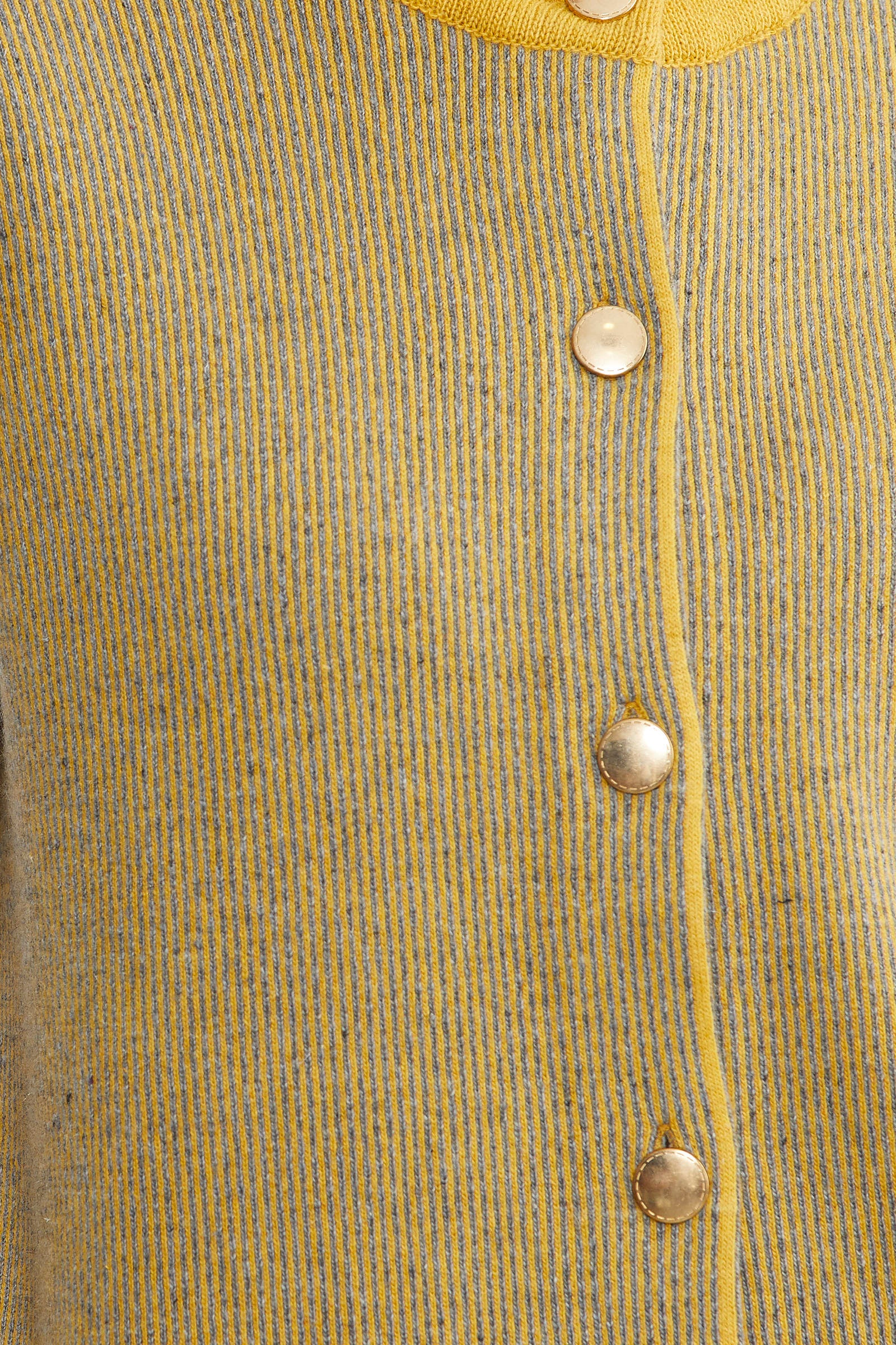 Fitilli Çift Renk Yünlü Triko Yelek - Güneş - Sementa