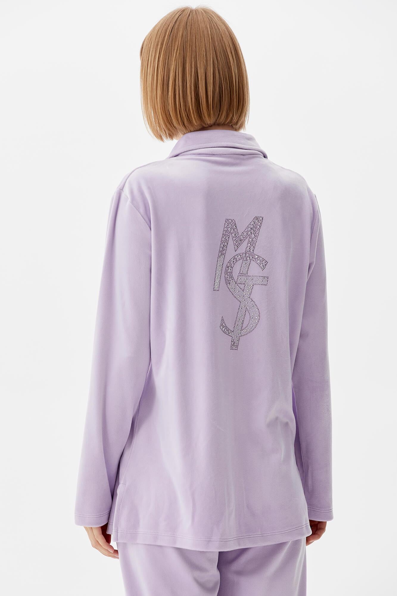 Geniş Kalıp Kadife Tunik Eşofman Takım - Lila (5) Sementa