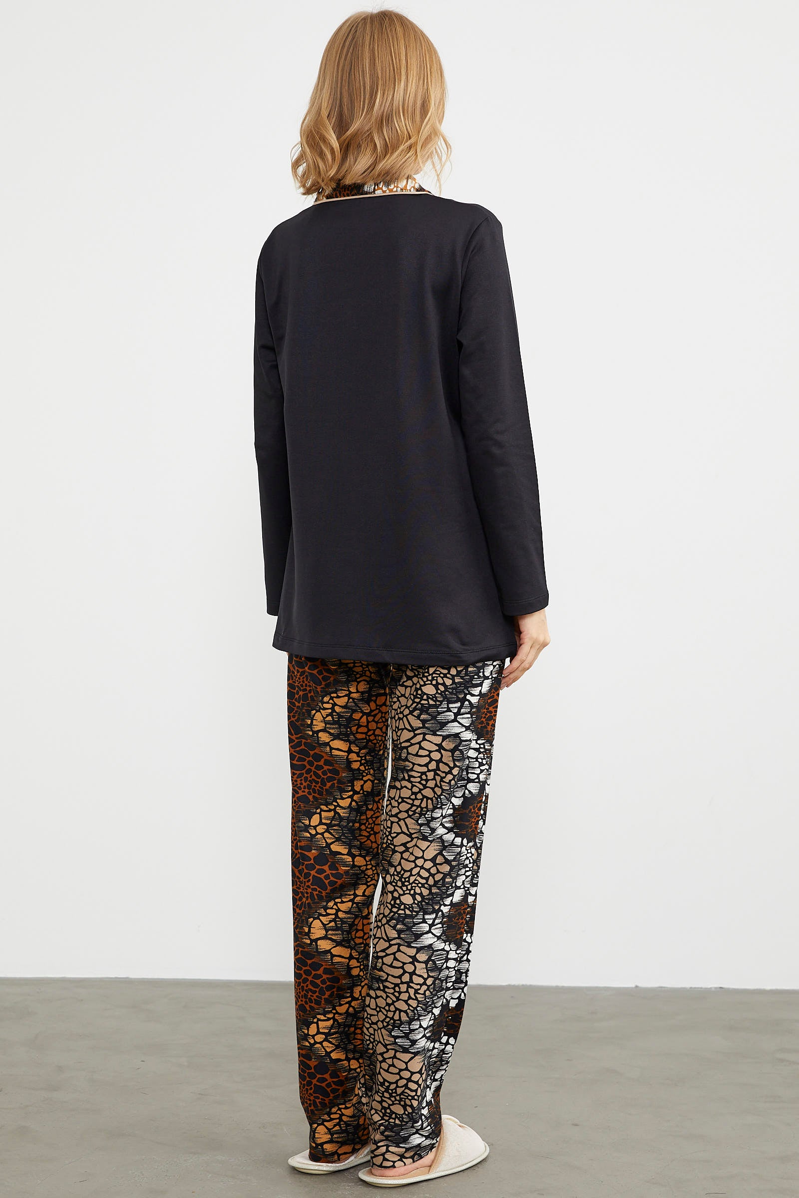 Gömlek Yaka Düğmeli Pijama Takım - Siyah (6) Sementa