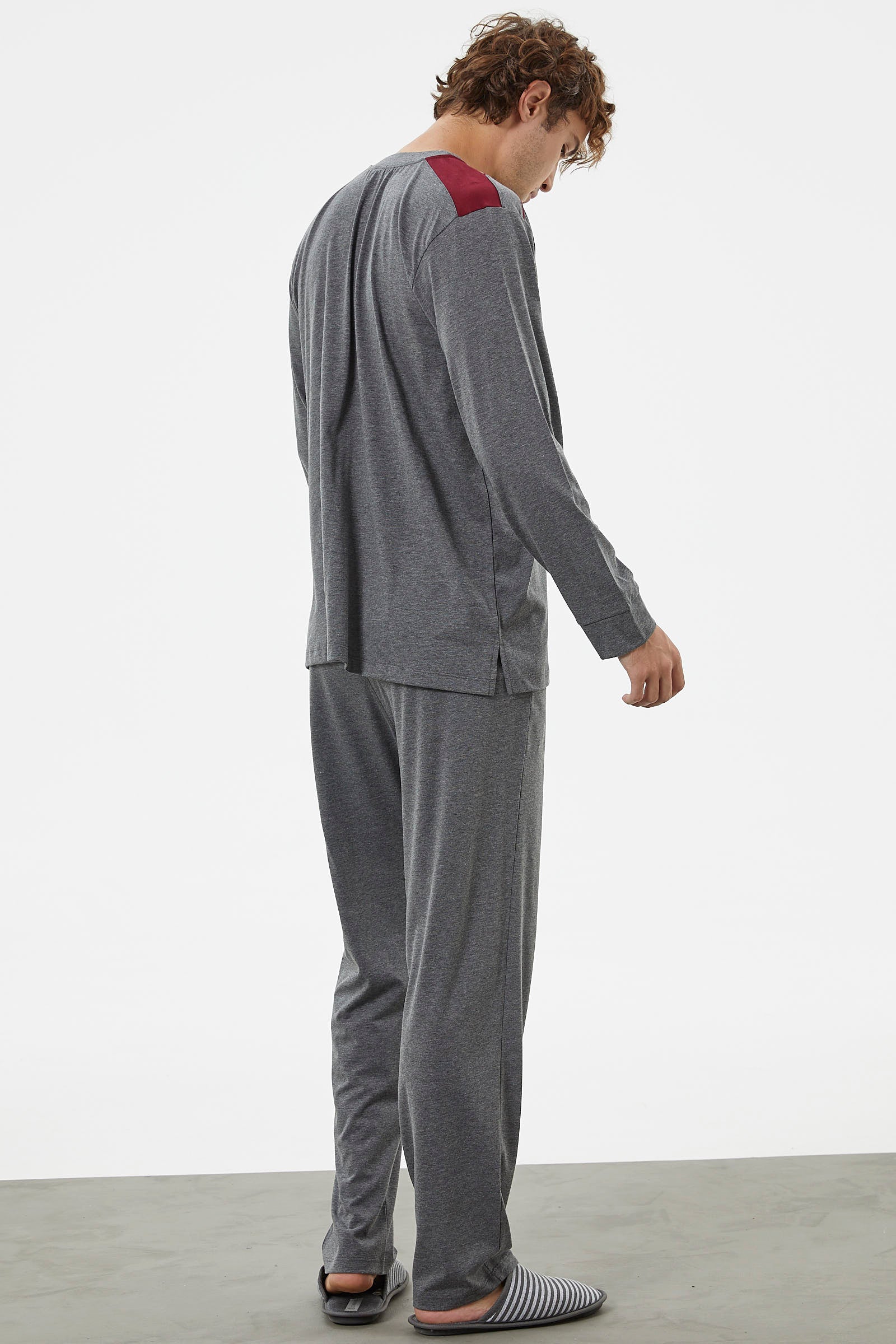 Hakim Yaka Cepli Pijama Takım - Antrasit (2) Sementa