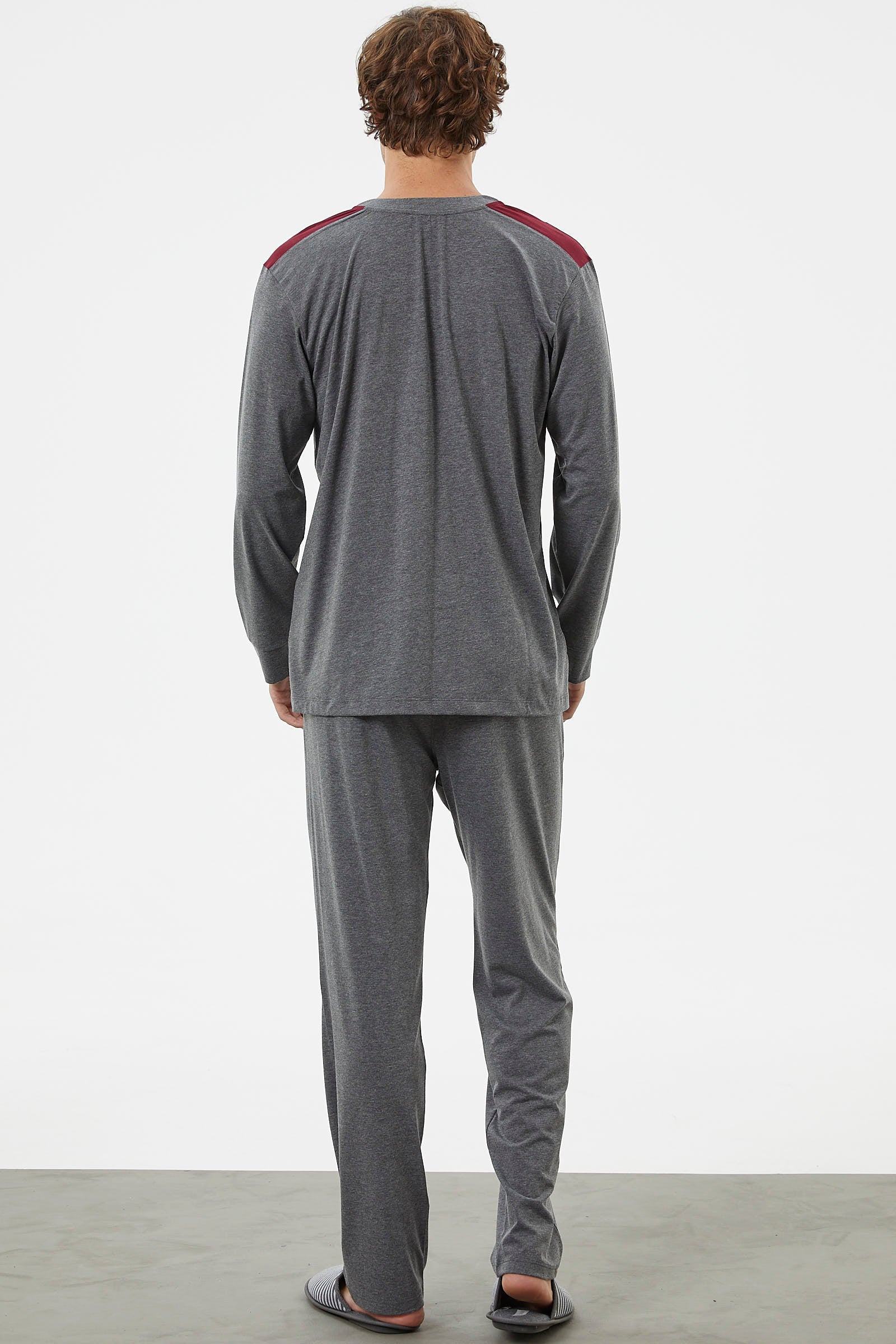 Hakim Yaka Cepli Pijama Takım - Antrasit (5) Sementa