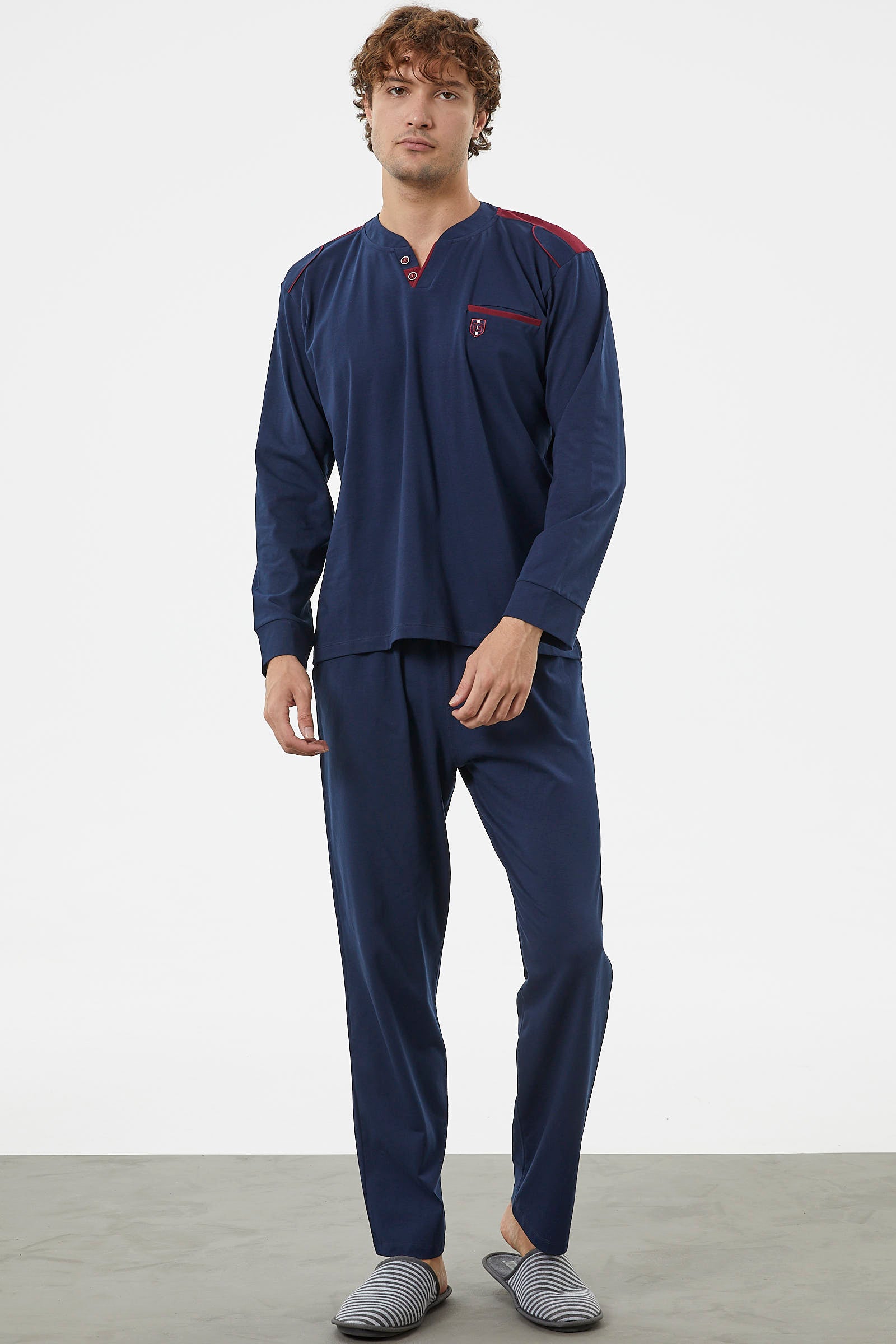 Hakim Yaka Cepli Pijama Takım - Lacivert (1) Sementa