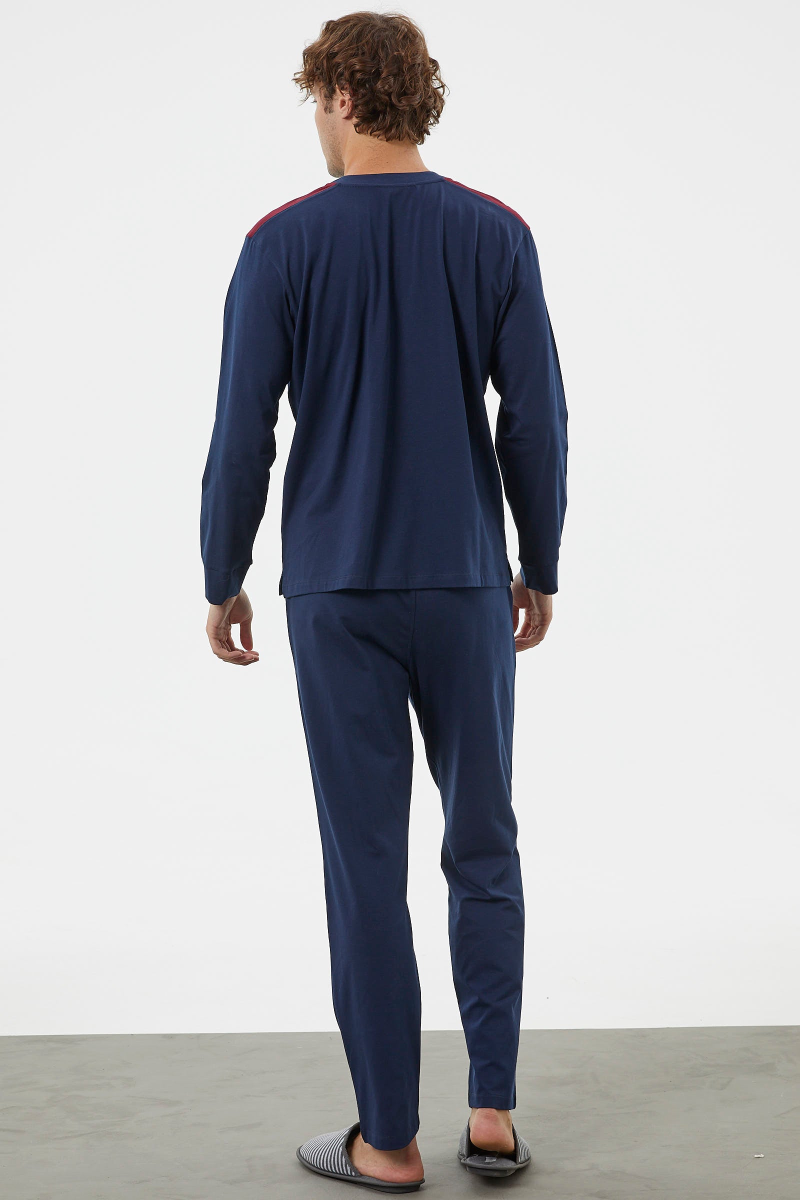 Hakim Yaka Cepli Pijama Takım - Lacivert (4) Sementa