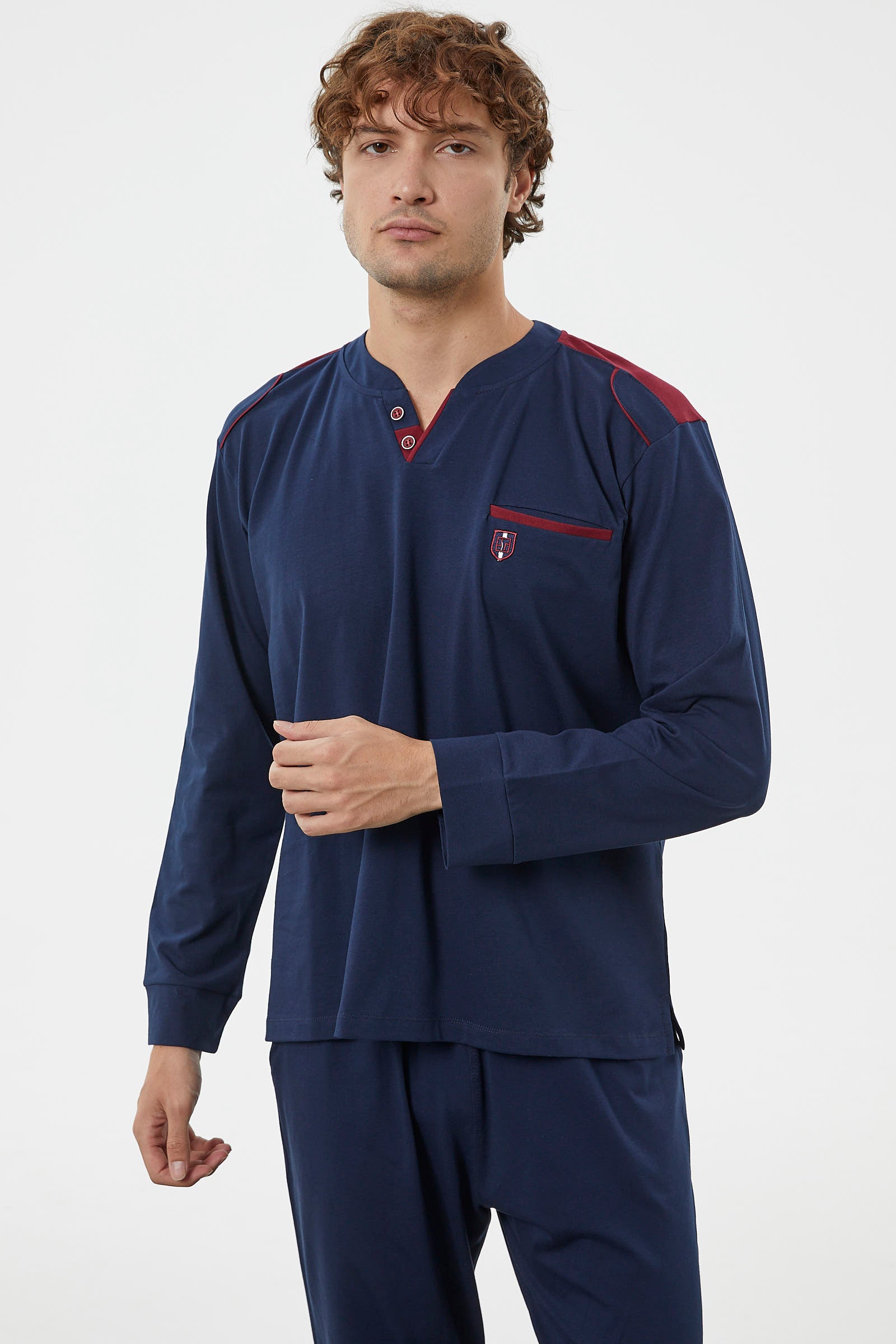 Hakim Yaka Cepli Pijama Takım - Lacivert (3) Sementa