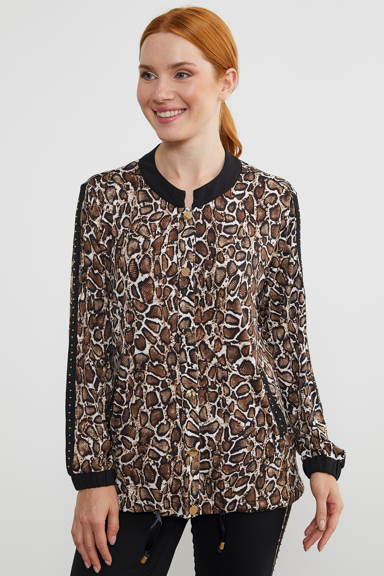 Hakim Yaka Leopar Desenli Takım - Kahve (2) Sementa