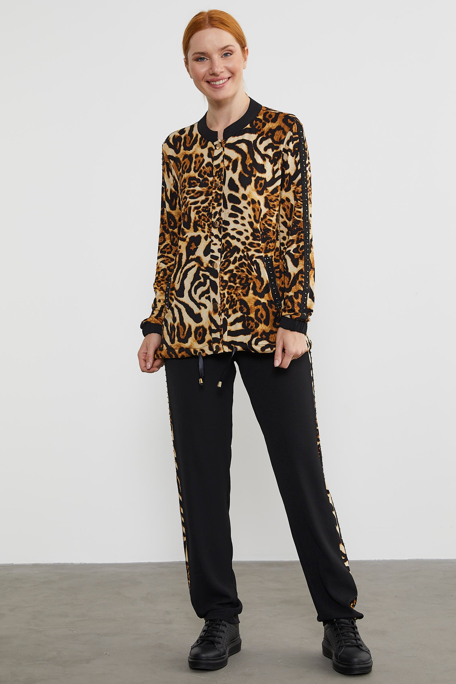 Hakim Yaka Leopar Kombinli Takım - Siyah (3) Sementa