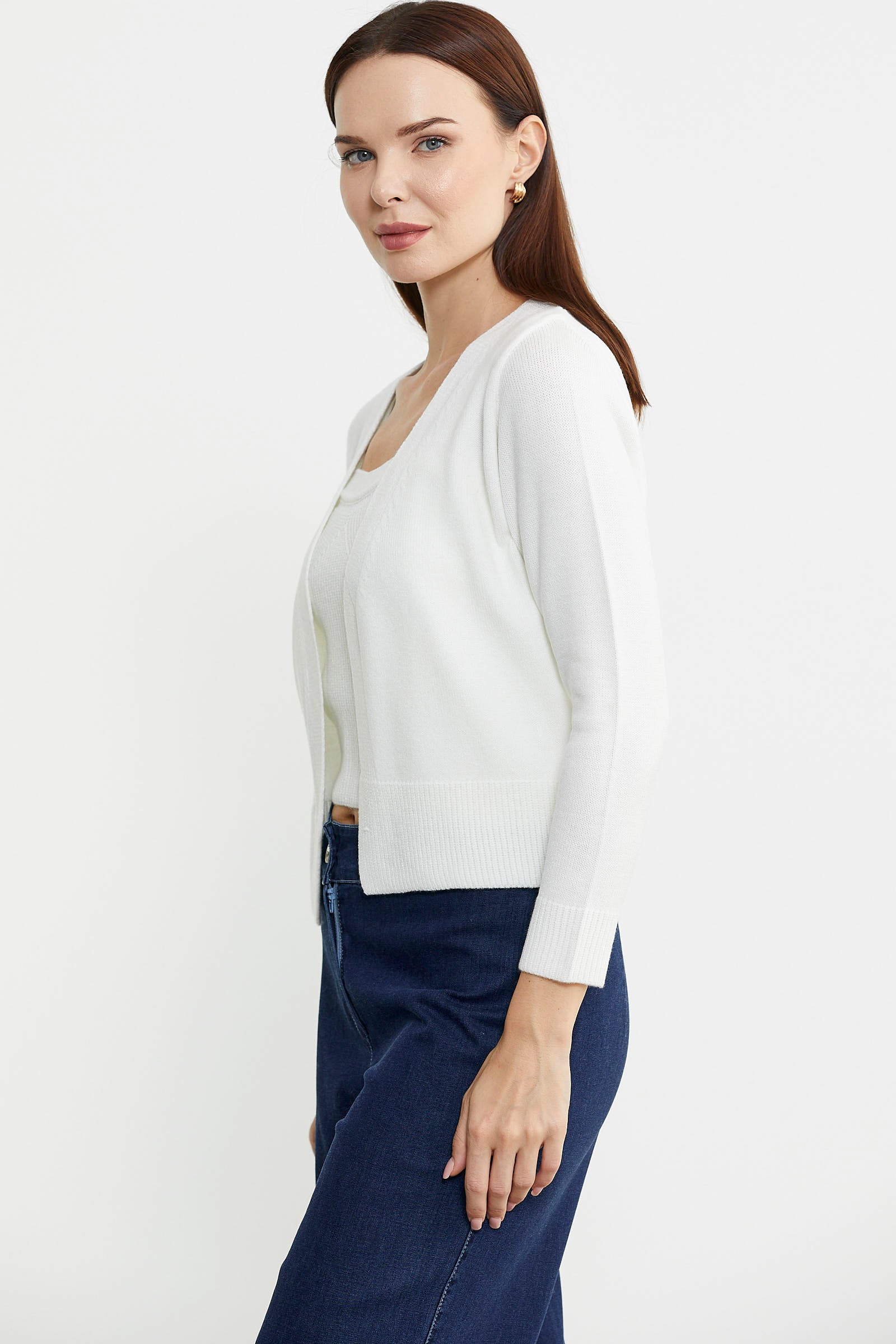 İçi Askılı Triko Hırka Takım - Kemik - Sementa