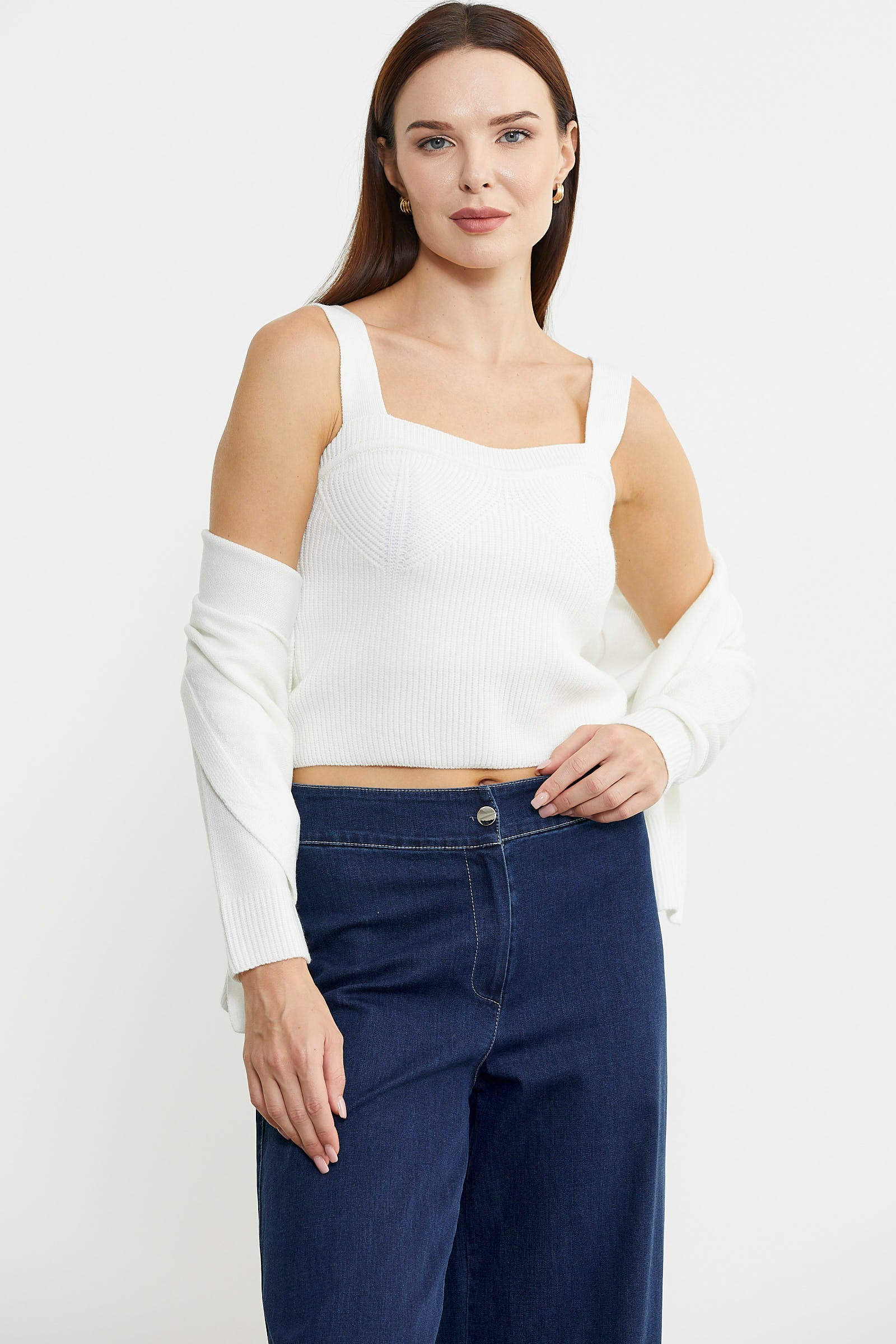 İçi Askılı Triko Hırka Takım - Kemik - Sementa