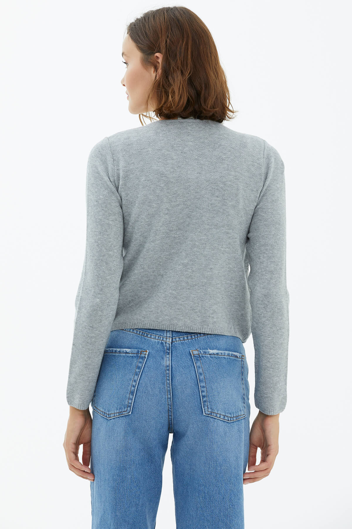 İçi Croplu Hırka Takım - Gri (5) Sementa