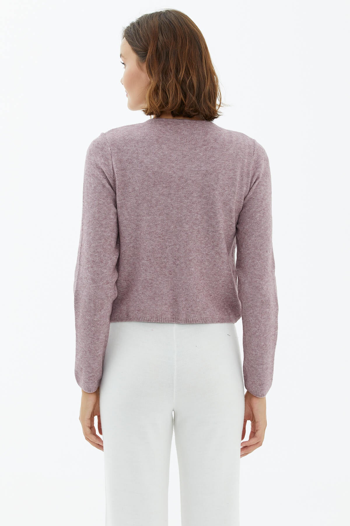 İçi Croplu Hırka Takım - Gül (5) Sementa