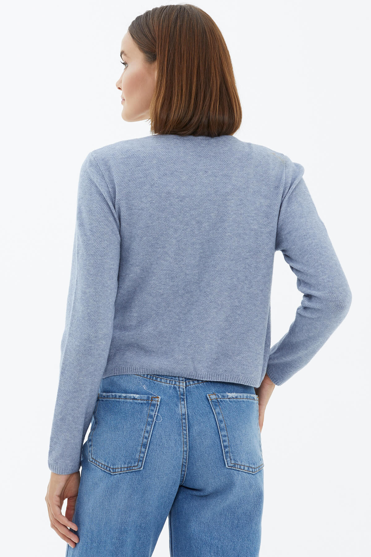 İçi Croplu Hırka Takım - Mavi (4) Sementa