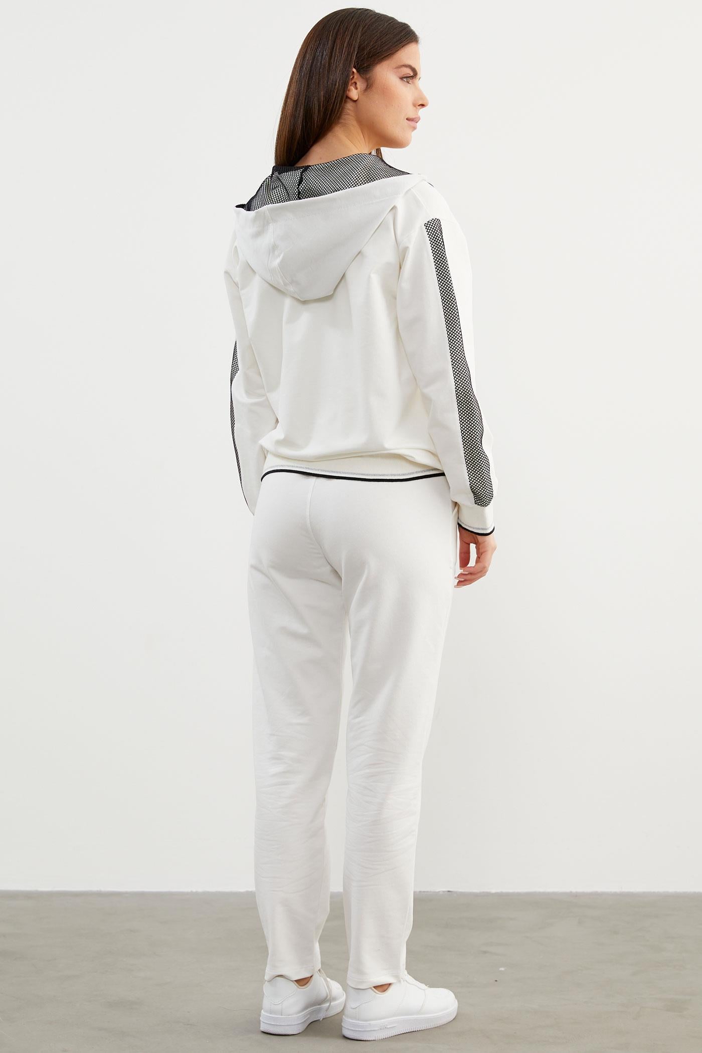 İçi Croplu Üçlü Kapüşonlu Eşofman Takım - Ekru (6) Sementa