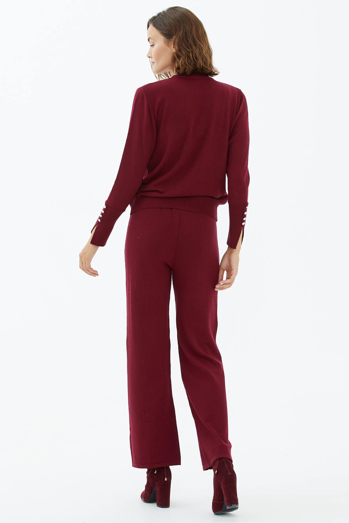 İçi Croplu Üçlü Triko Takım - Bordo (5) Sementa