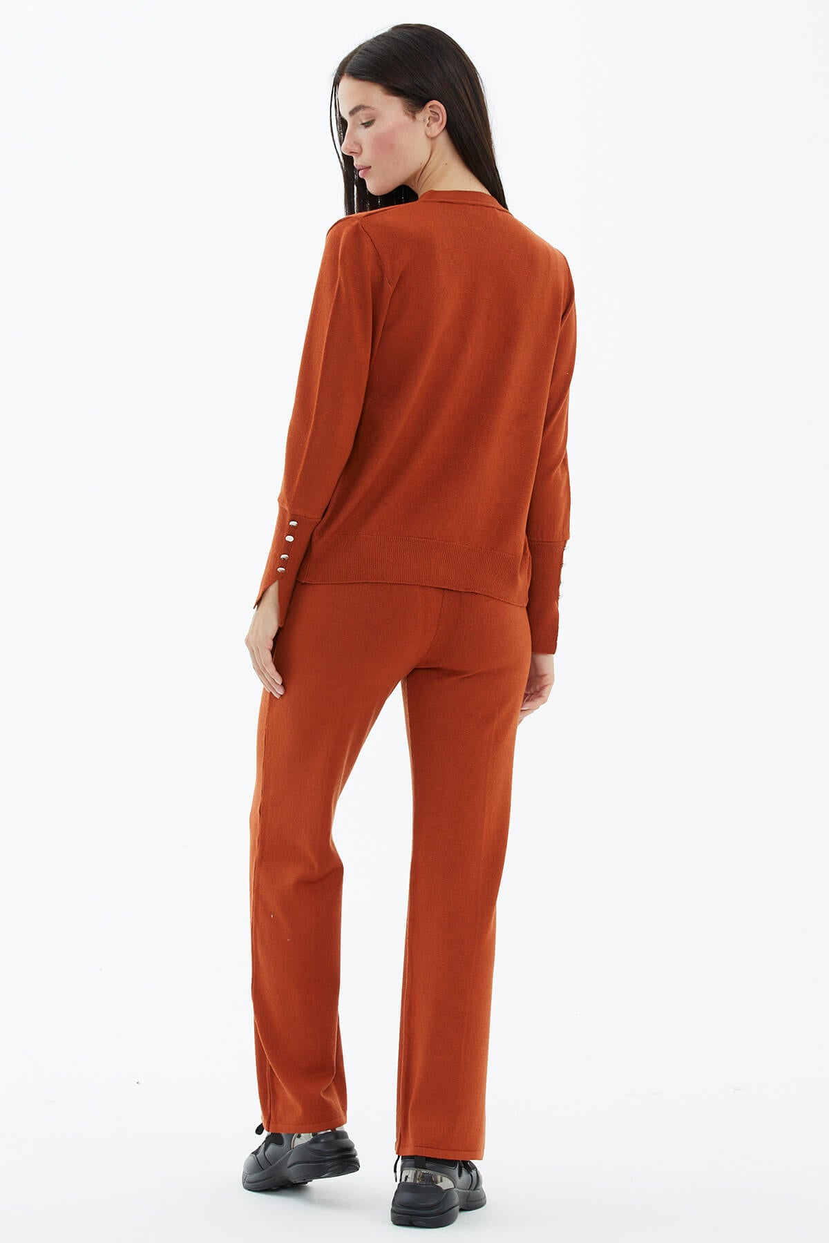 İçi Croplu Üçlü Triko Takım - Kiremit (5) Sementa