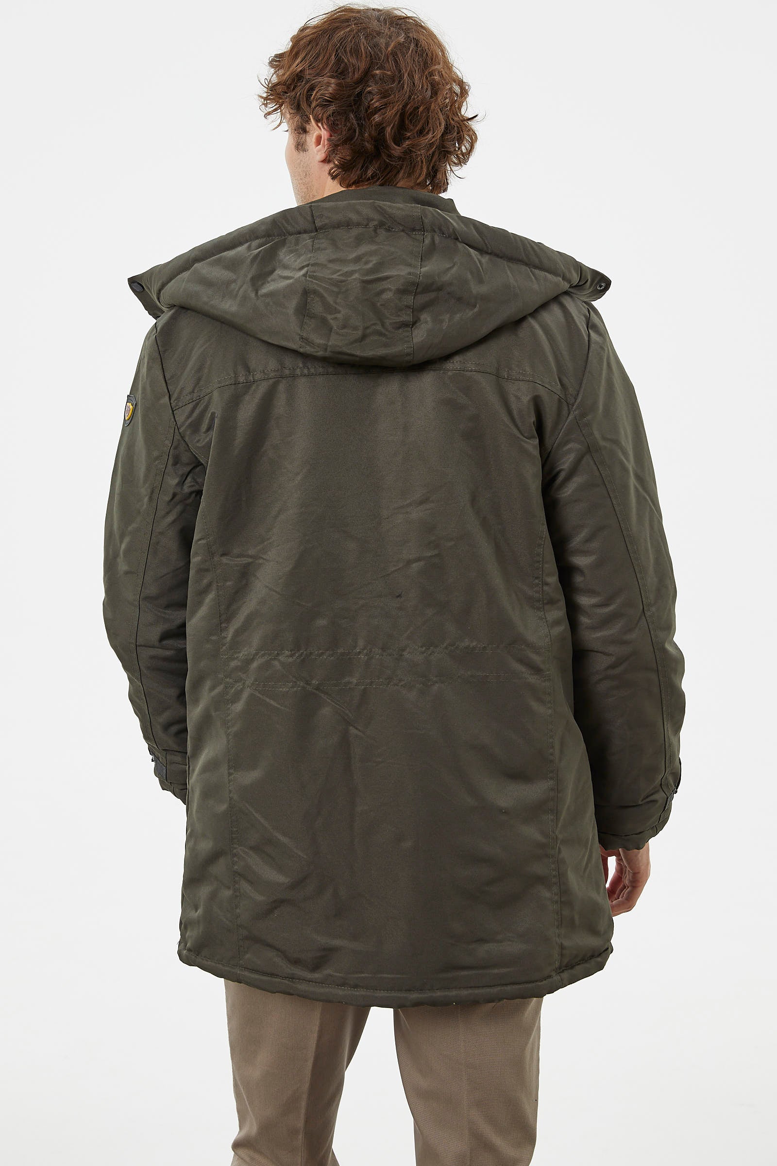 İçi Komple Pelüş Kapüşonlu Mont - Haki (7) Sementa