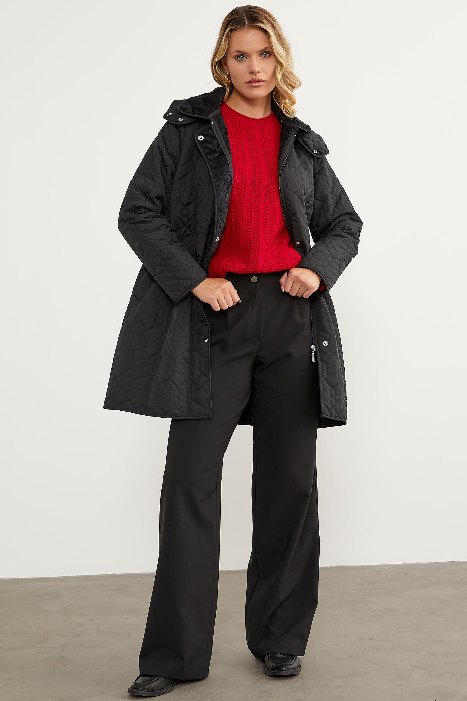 İçi Tamamen Pelüş Kapitone Kaban - Siyah (1) Sementa