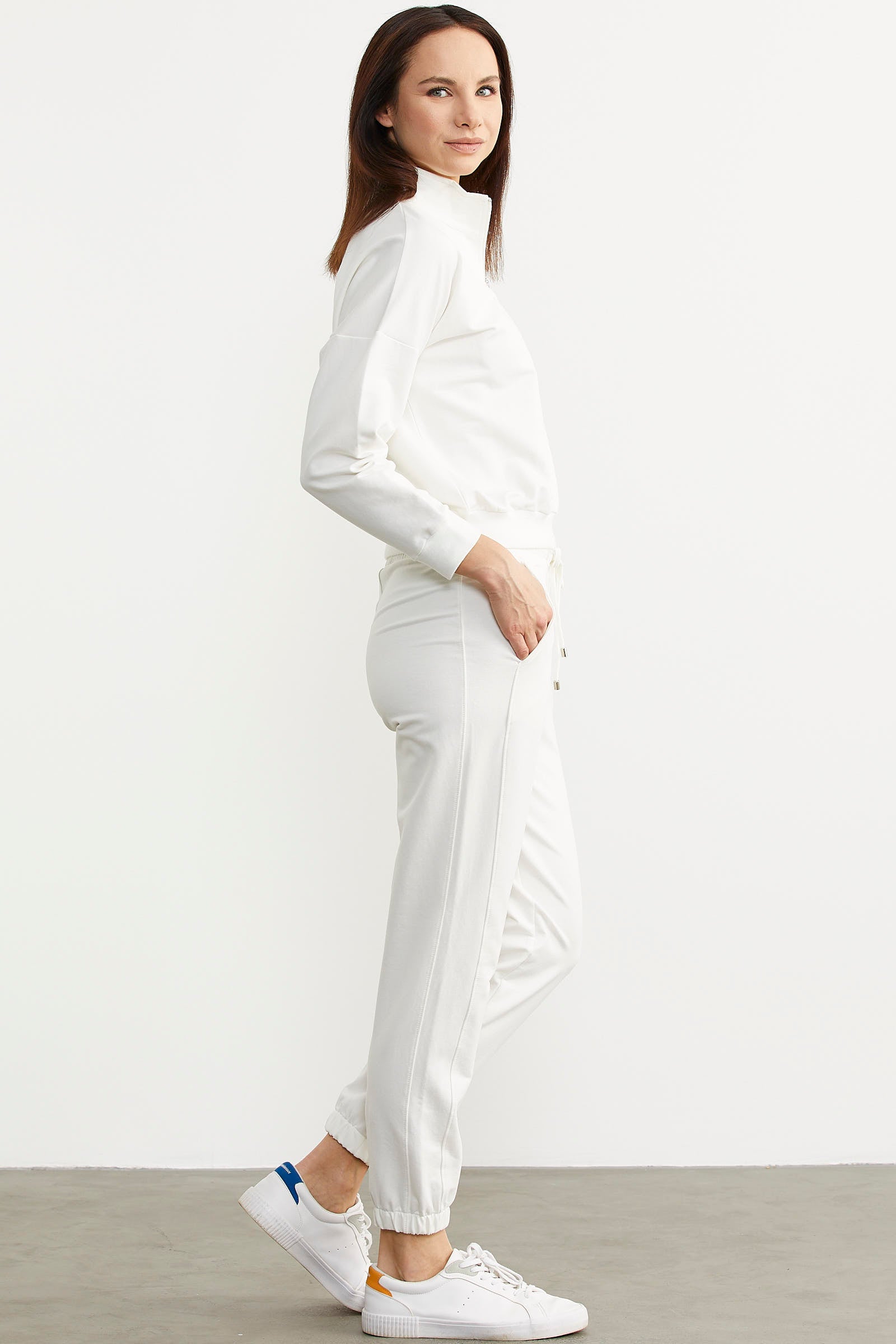 Jogger Dik Yaka Eşofman Takım - Ekru (5) Sementa