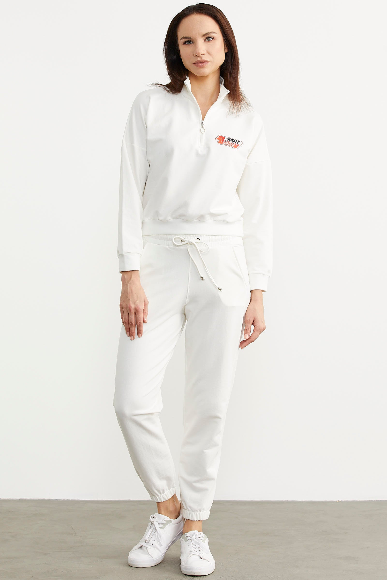 Jogger Dik Yaka Eşofman Takım - Ekru (4) Sementa