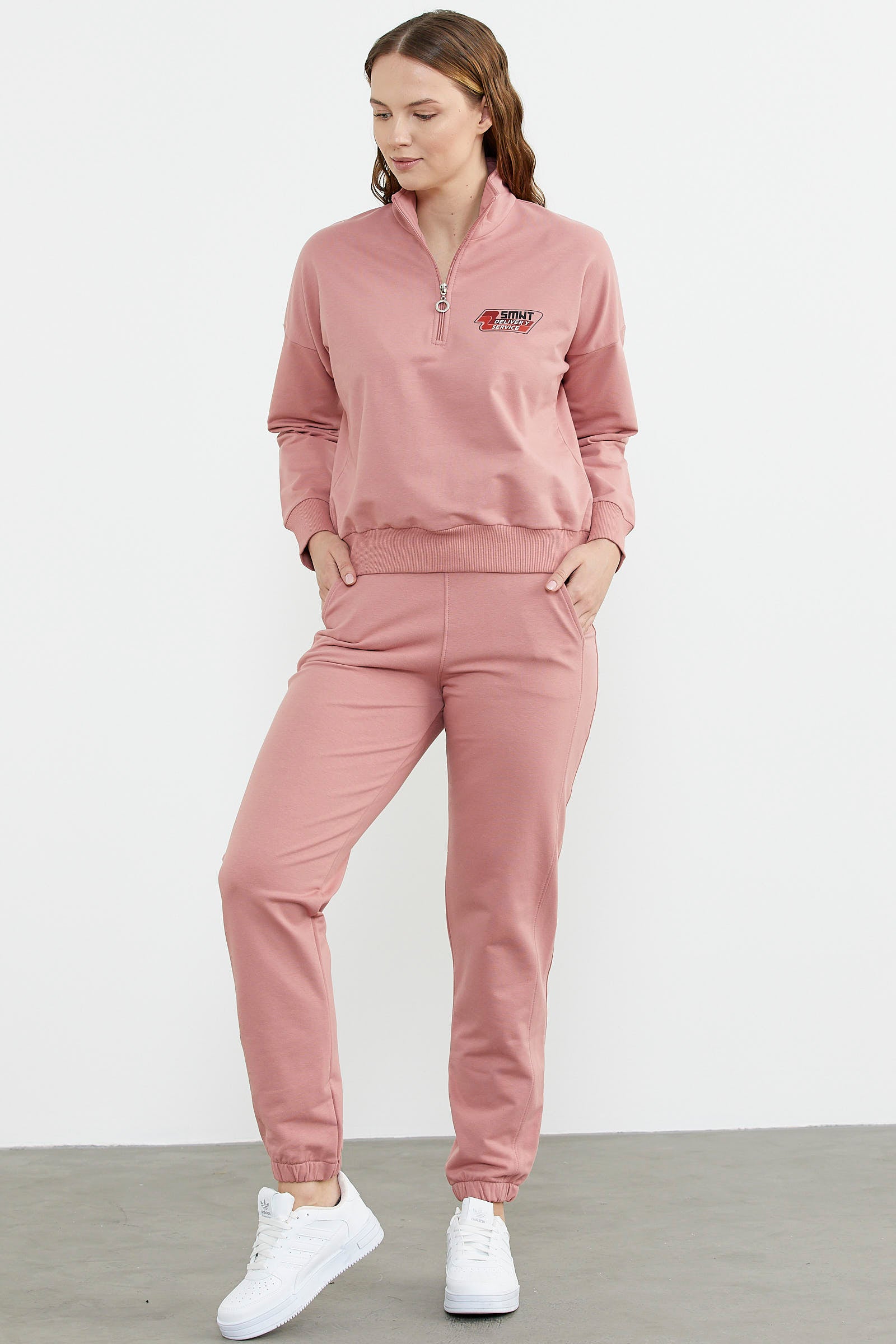 Jogger Dik Yaka Eşofman Takım - Gül Kurusu (3) Sementa