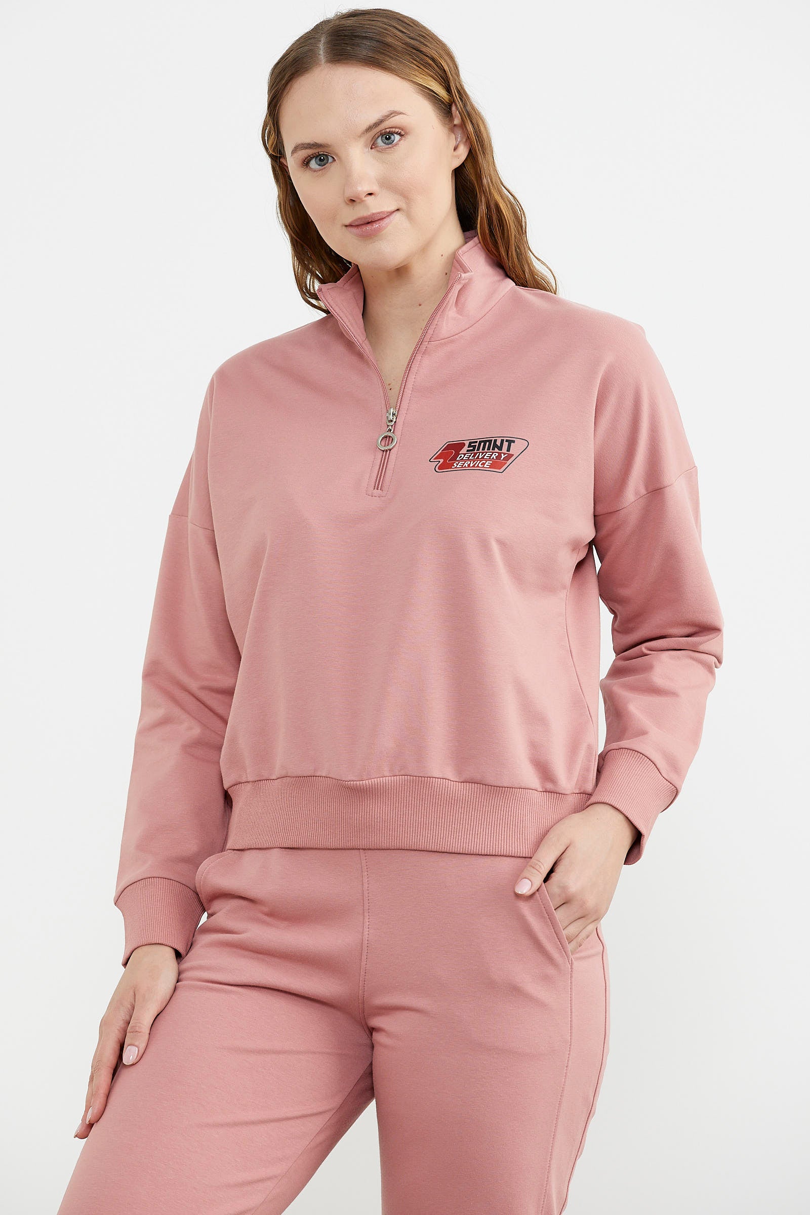 Jogger Dik Yaka Eşofman Takım - Gül Kurusu (4) Sementa