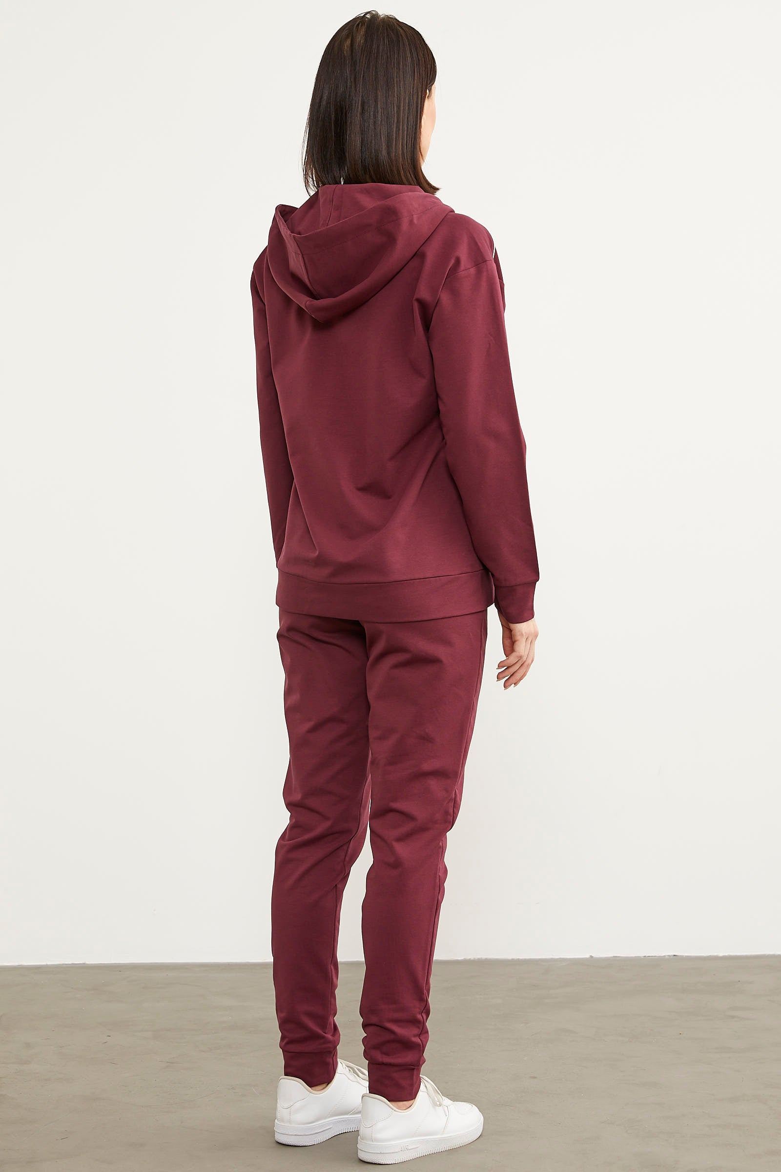 Jogger Oversize Kapüşonlu Eşofman Takım - Bordo (8) Sementa