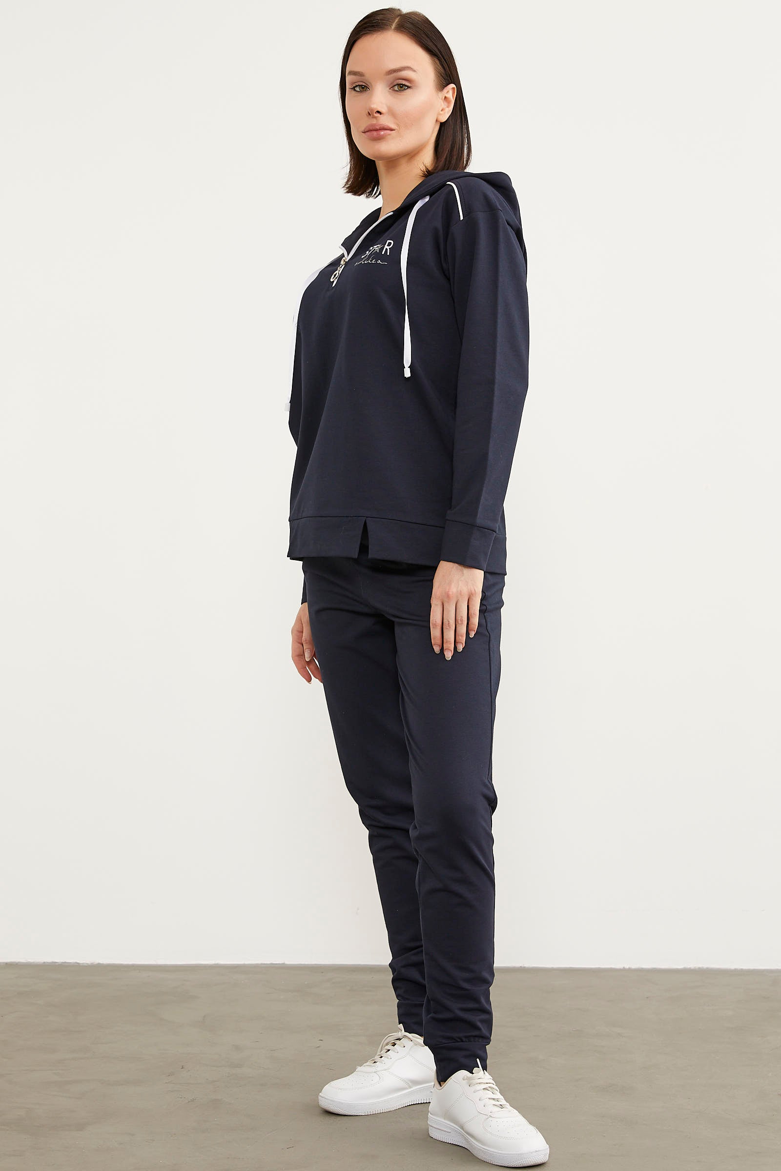 Jogger Oversize Kapüşonlu Eşofman Takım - Lacivert (4) Sementa