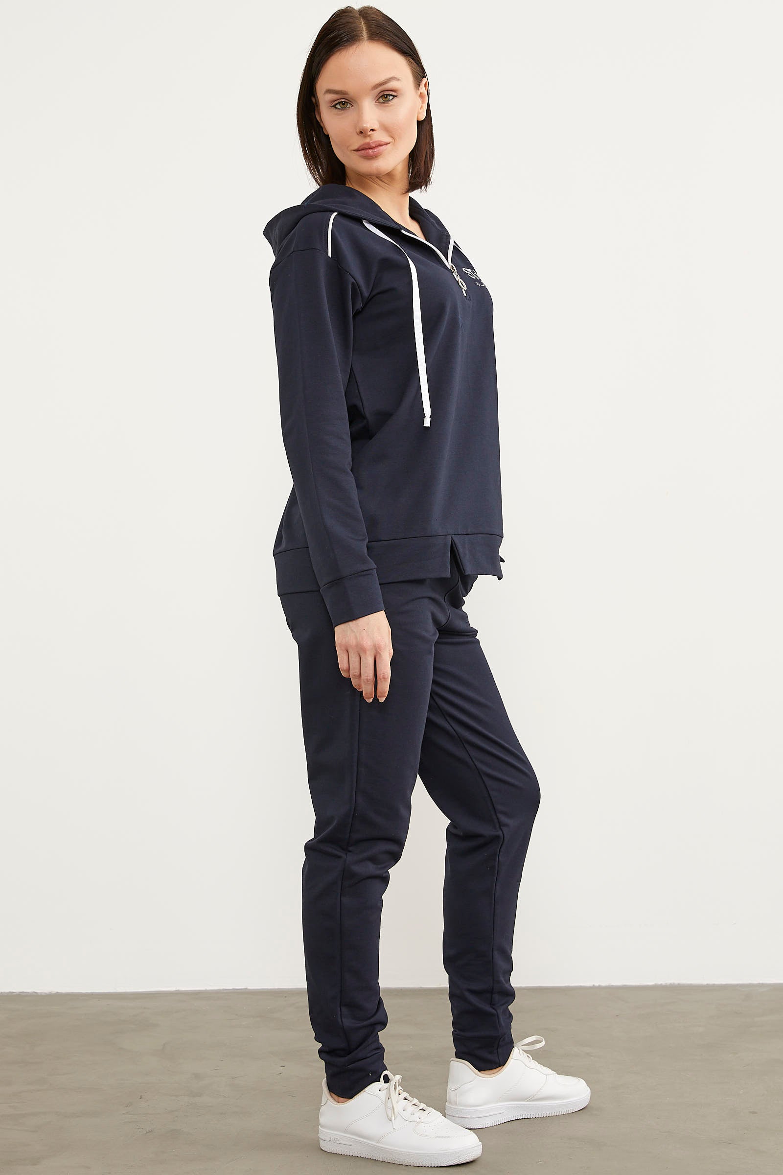 Jogger Oversize Kapüşonlu Eşofman Takım - Lacivert (5) Sementa
